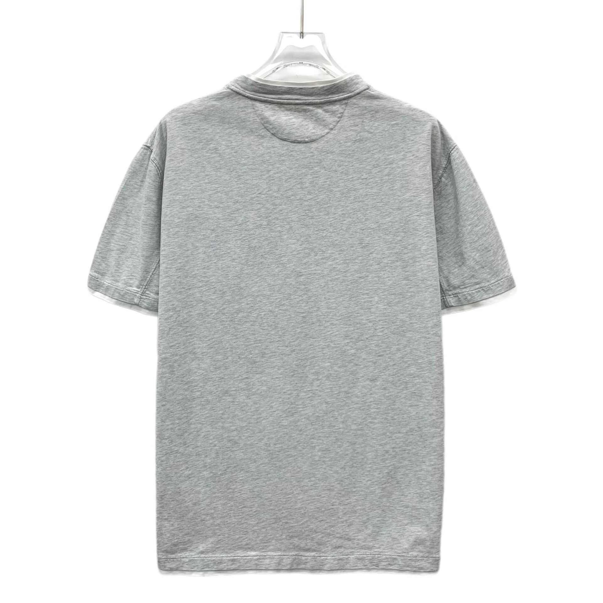 Brunello Cucinelli Brunello Cucinelli Gray Cotton Crew Neck T-shirt Size US L / EU 52-54 / 3 - 2 Thumbnail
