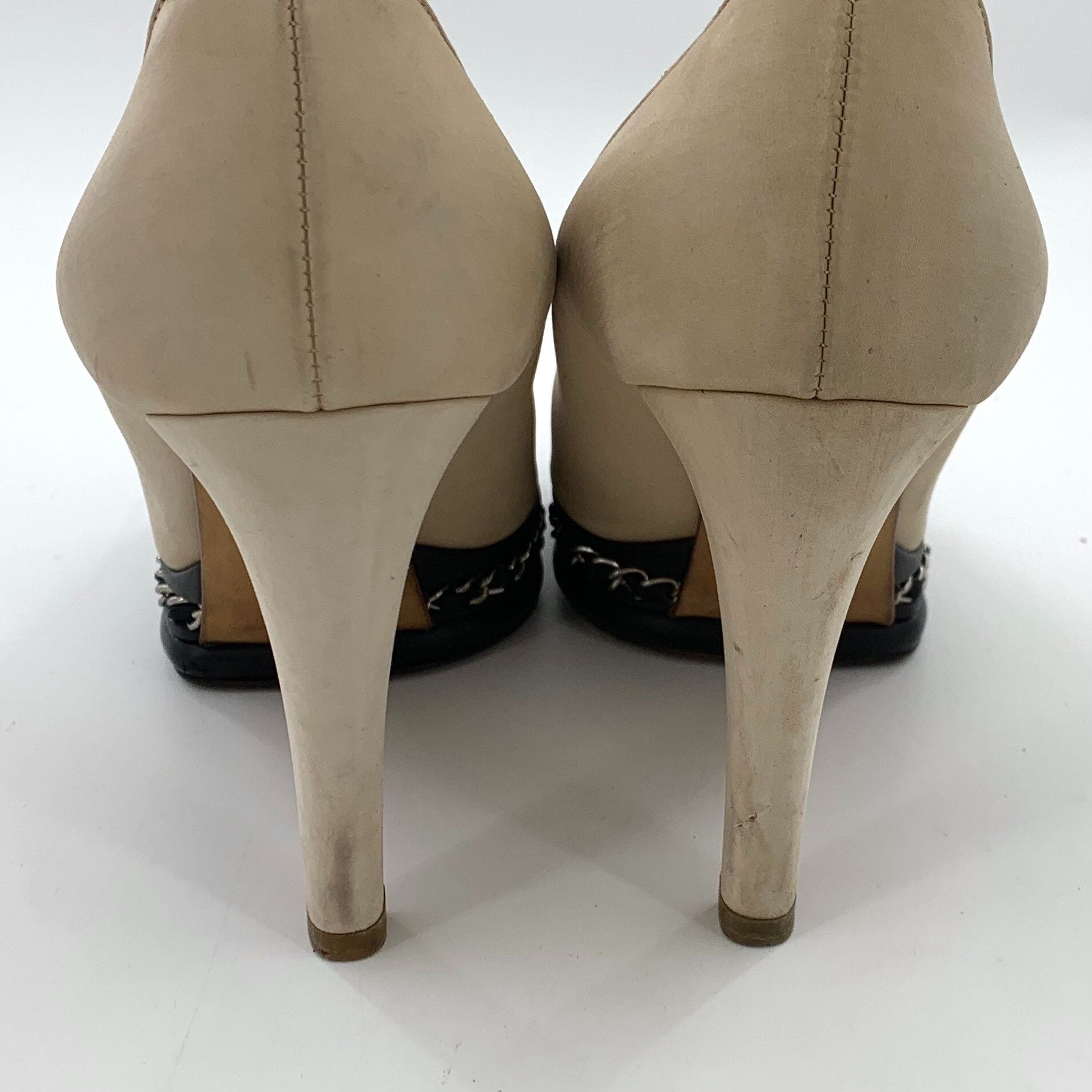 Chanel Chanel Chain Leather Logo Stiletto Heels Size US 7 / IT 37 - 8 Thumbnail