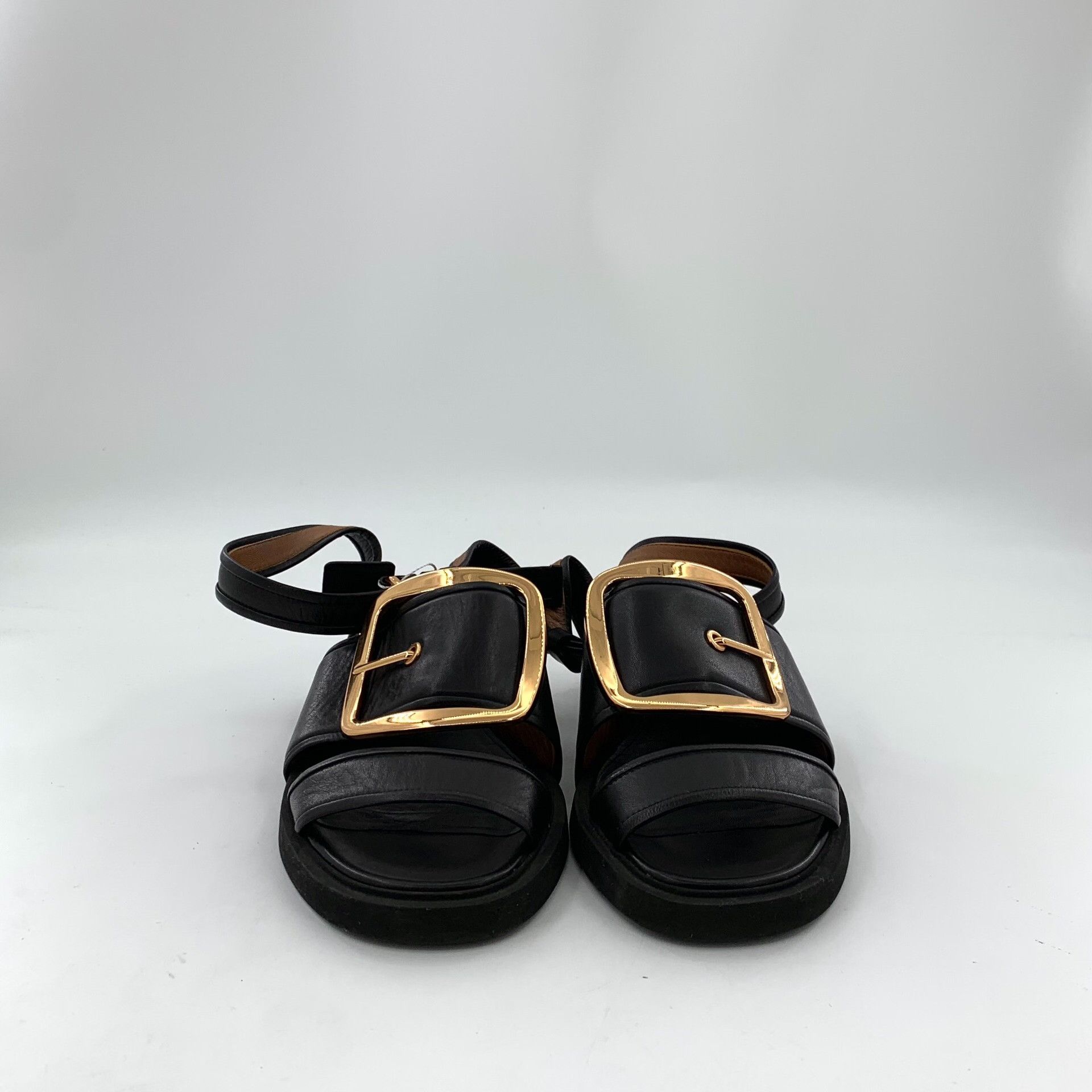 Givenchy Givenchy Black Leather Square Buckle Flat Sandals Size US 6 / IT 36 - 3 Thumbnail