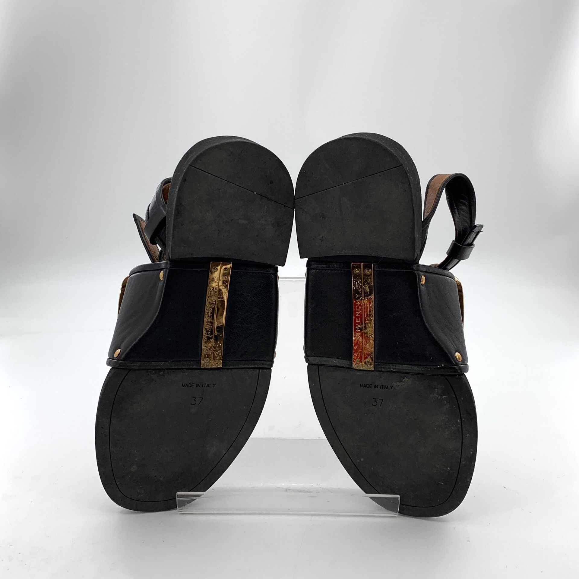 Givenchy Givenchy Black Leather Square Buckle Flat Sandals Size US 6 / IT 36 - 5 Thumbnail