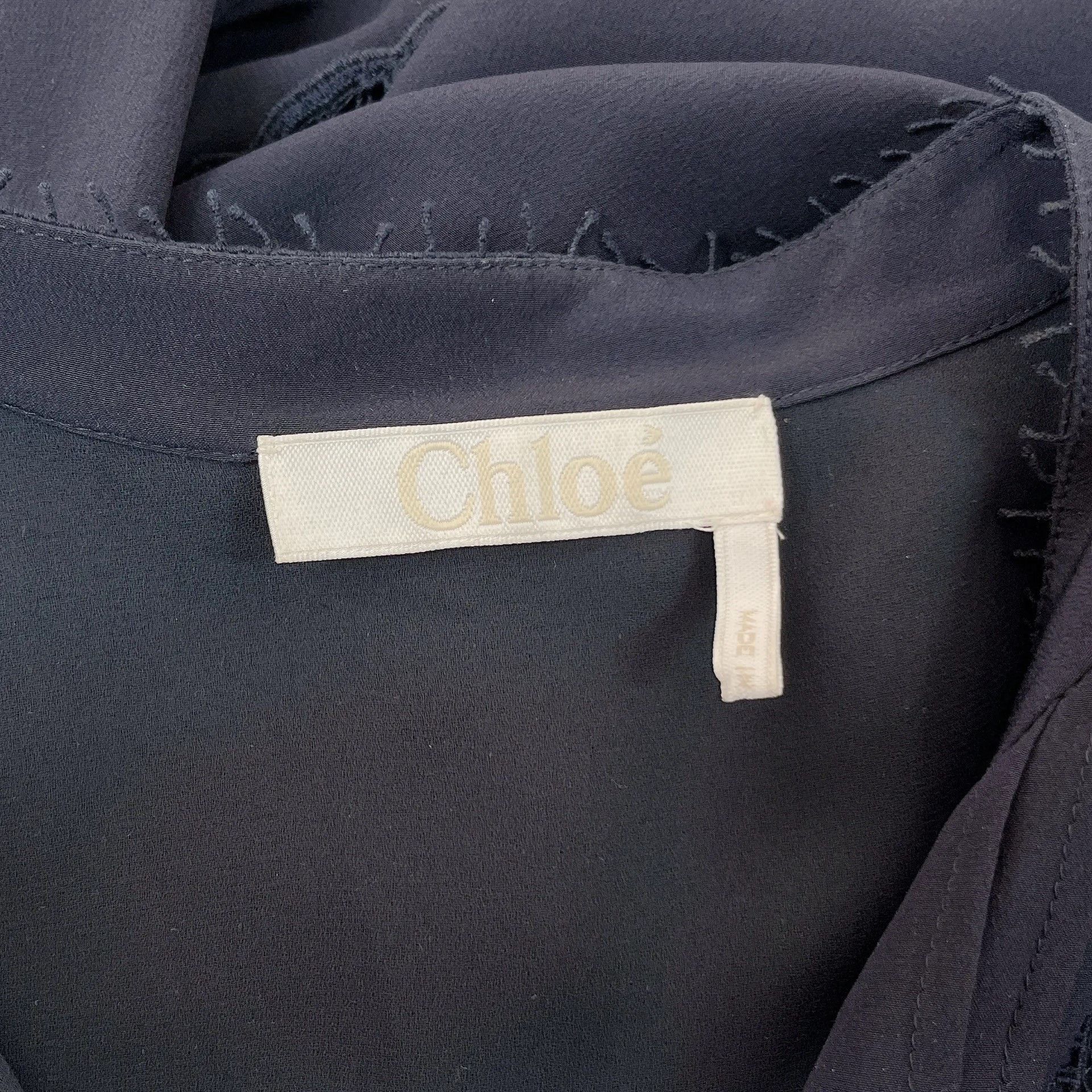 Chloe Chloe Navy Blue Silk Dress Size XXS / US 00 / IT 34 - 7 Thumbnail