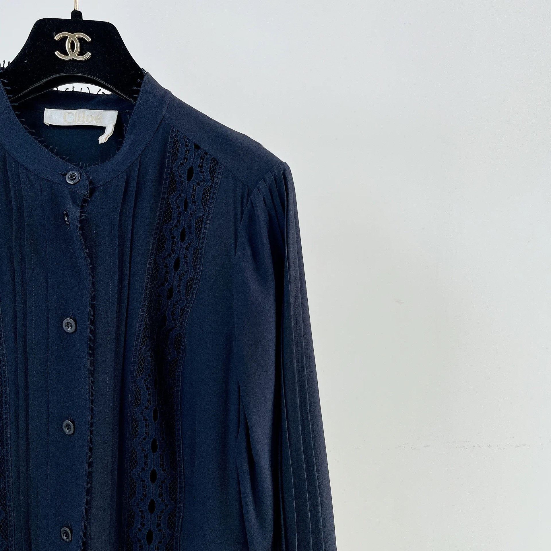 Chloe Chloe Navy Blue Silk Dress Size XXS / US 00 / IT 34 - 3 Thumbnail
