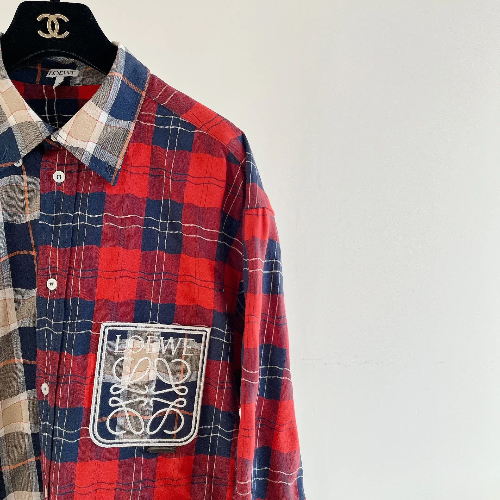 Loewe Loewe Colorblock Check Embroidered Shirt Size US XXS / EU 40 - 3 Thumbnail