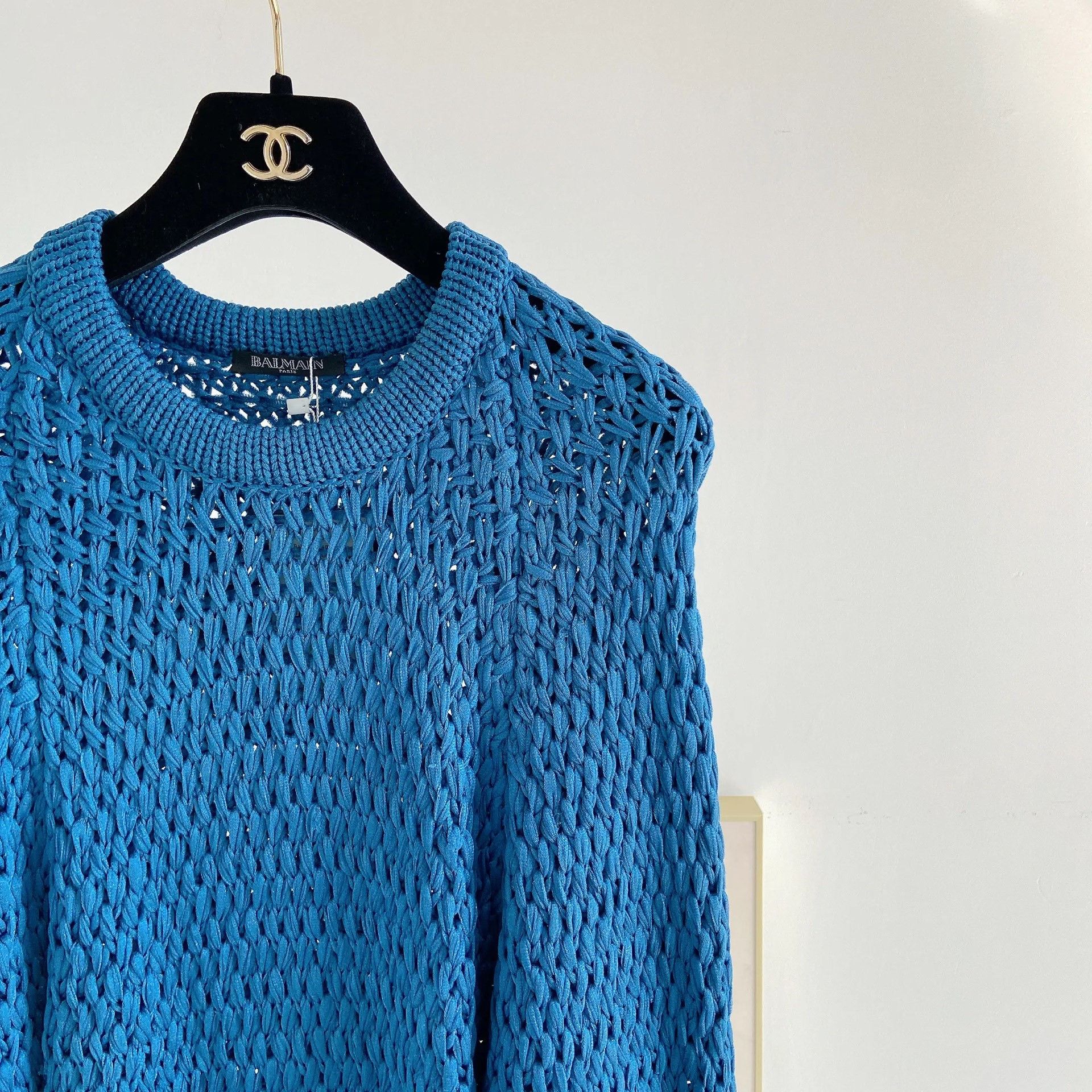 Balmain Balmain Blue Crew Neck Knit Top Size XS / US 0-2 / IT 36-38 - 3 Thumbnail