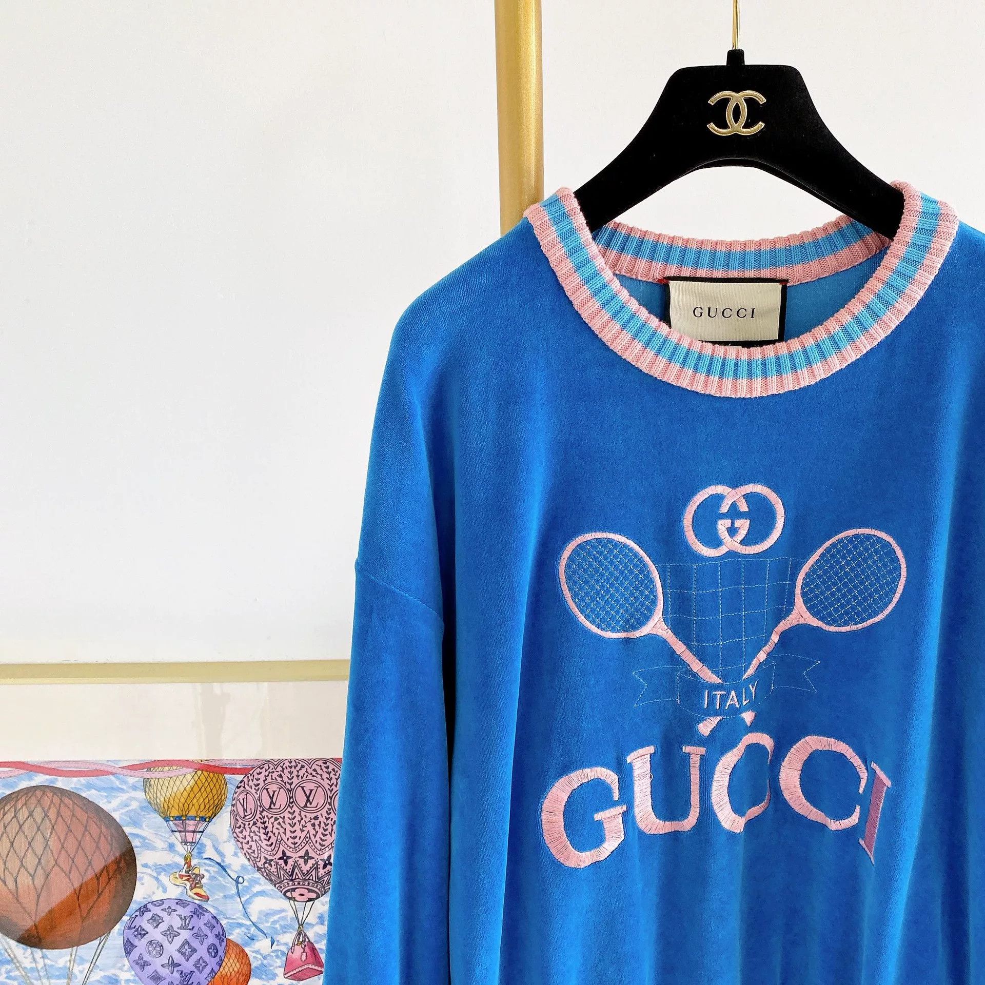 Gucci Gucci Blue Tennis Racket Print Sweatshirt S Size US S / EU 44-46 / 1 - 3 Thumbnail