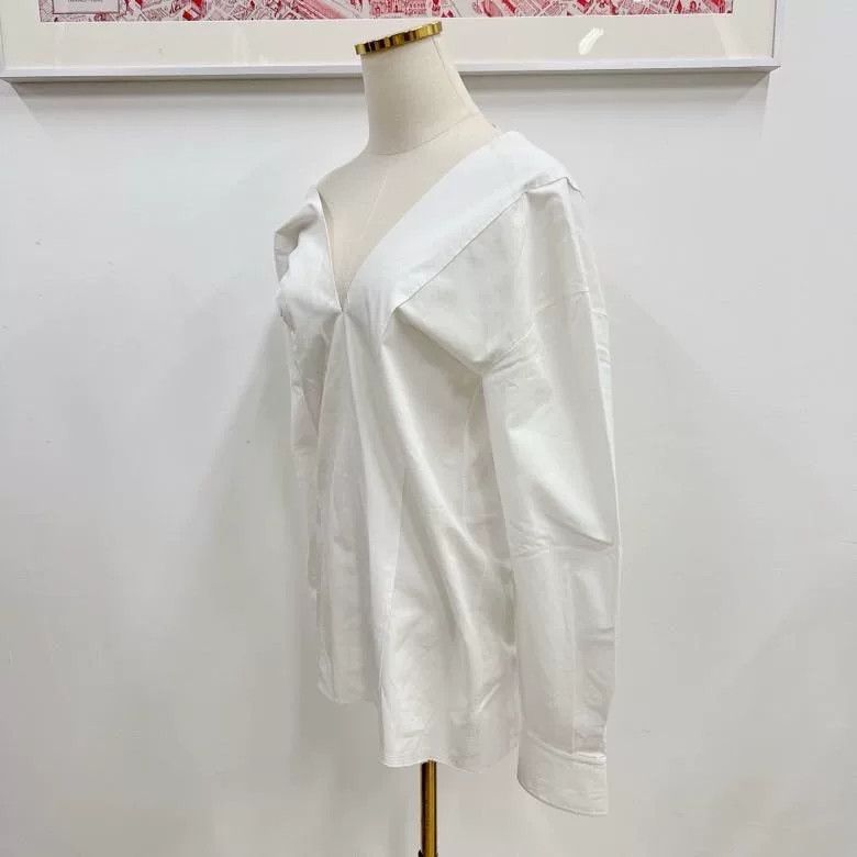 Celine Celine White Irregular Split Shirt Size XXS / US 00 / IT 34 - 4 Thumbnail