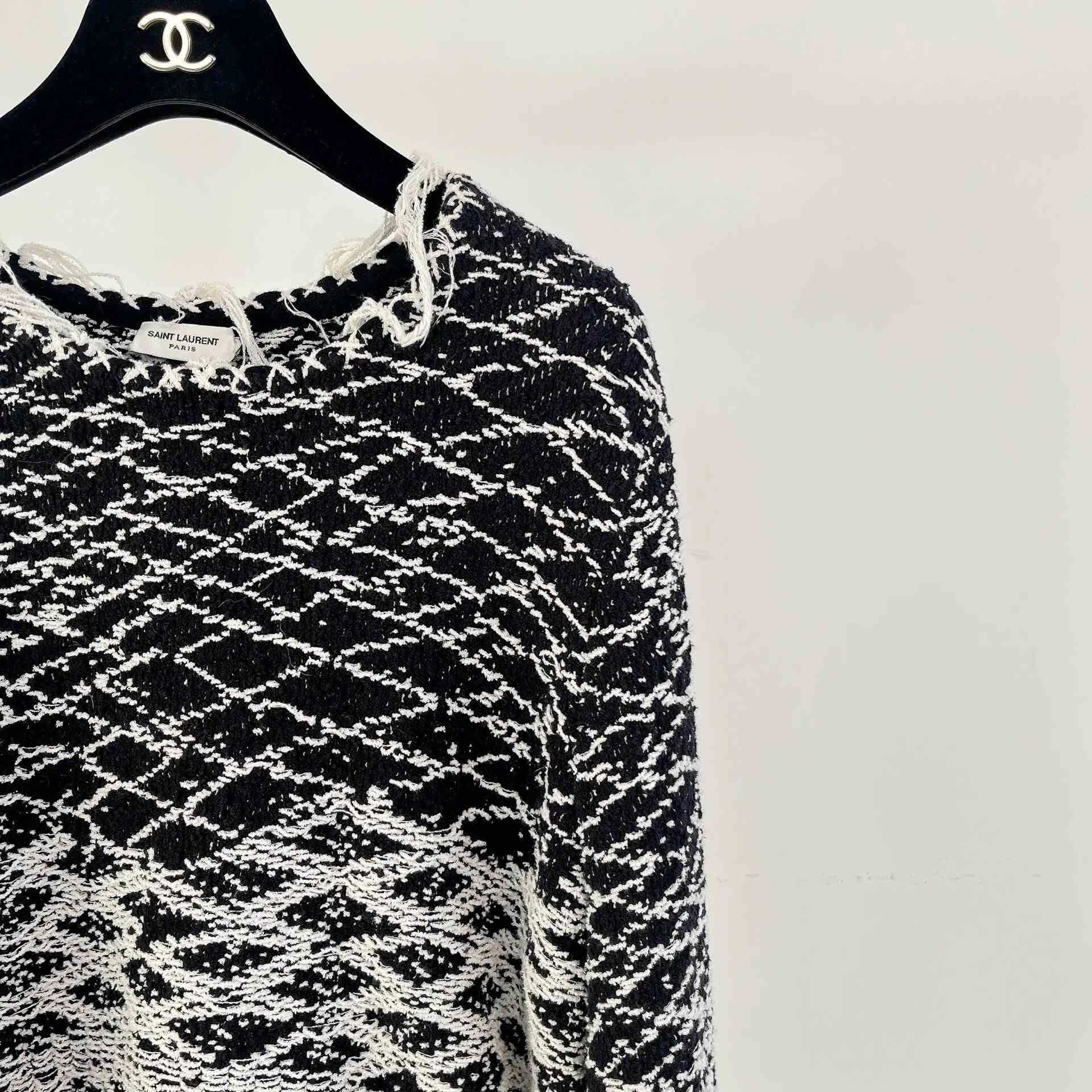 Saint Laurent Paris Saint Laurent Color-Block Knit Fringe Sweater Size US M / EU 48-50 / 2 - 3 Thumbnail