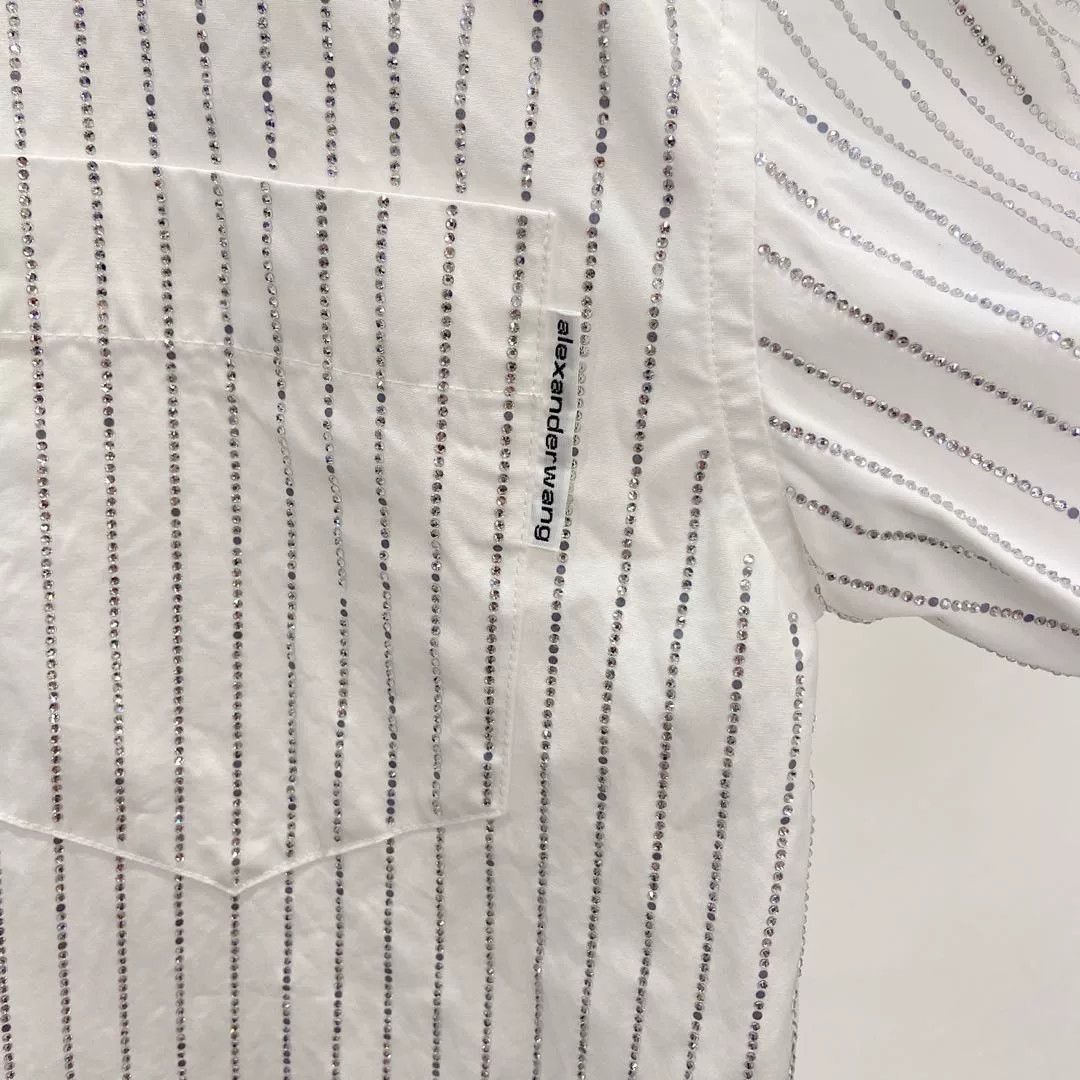 Alexander Wang Alexander Wang White Crystal Shirt Size US XXS / EU 40 - 7 Thumbnail