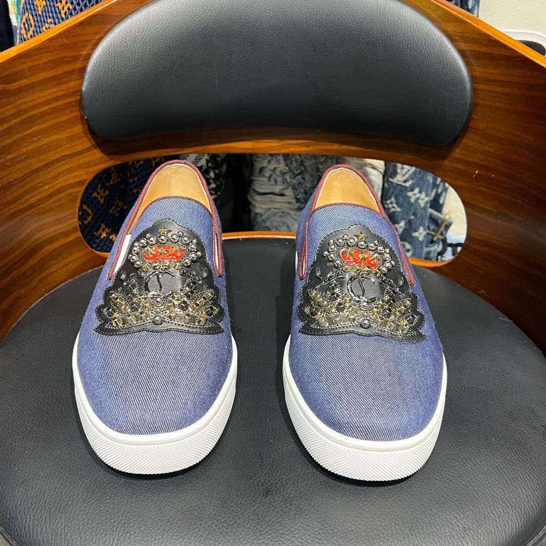 Christian Louboutin Christian Louboutin Denim Red Lowtop Sneakers 40 Men Size US 7.5 / EU 40-41 - 2 Thumbnail