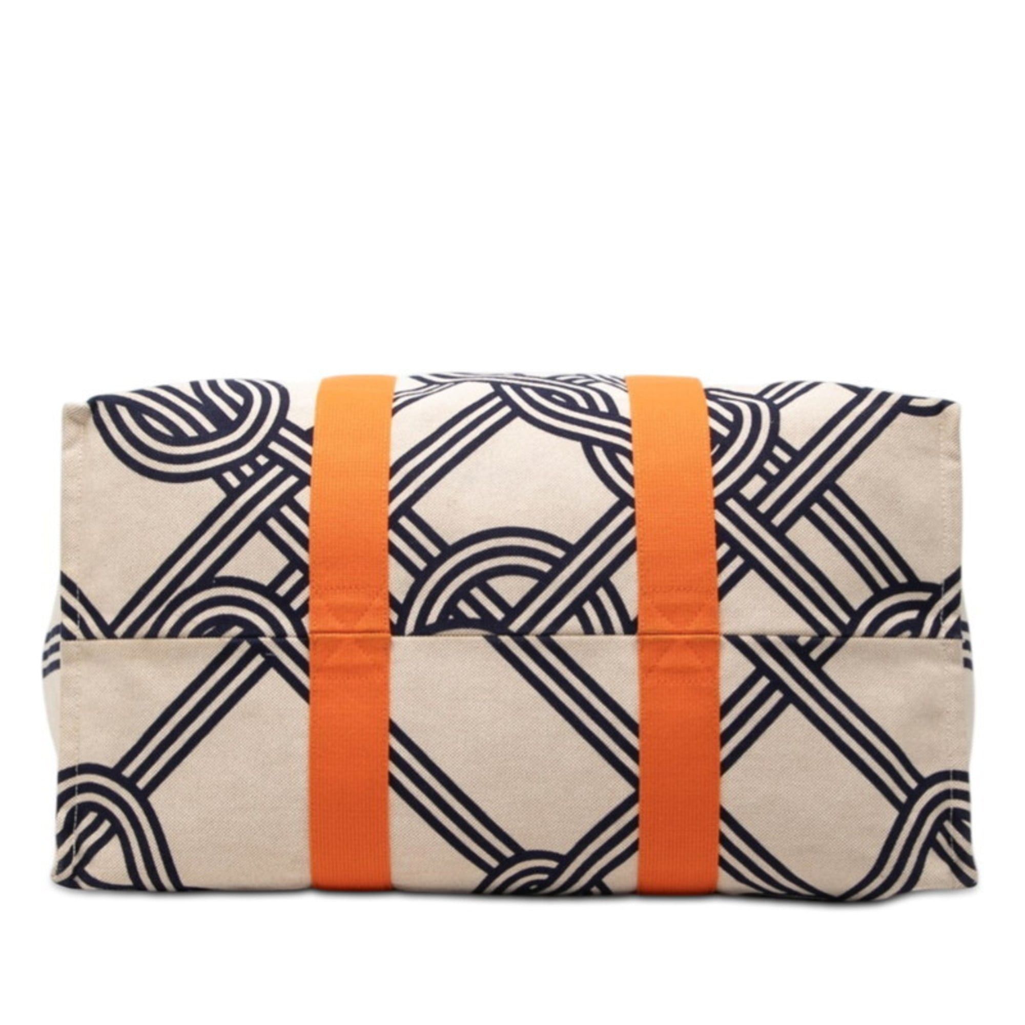 Hermes Hermes Nou Marin Tote Bag, Beige, Orange, Navy, Cotton, Women's HERMES Size ONE SIZE - 3 Thumbnail