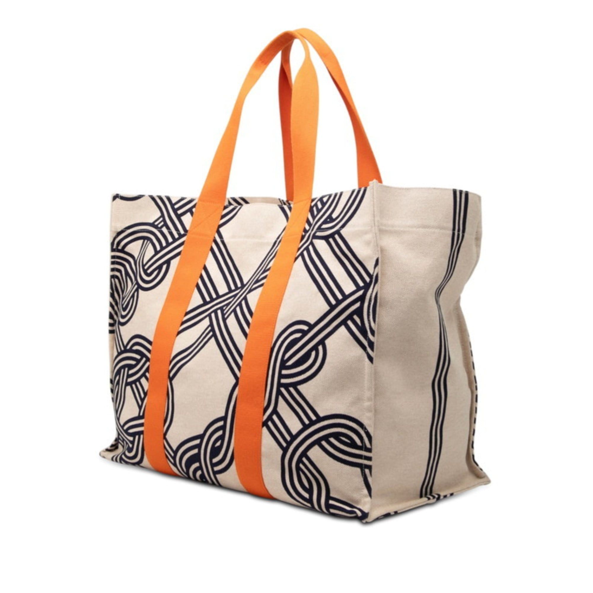 Hermes Hermes Nou Marin Tote Bag, Beige, Orange, Navy, Cotton, Women's HERMES Size ONE SIZE - 2 Thumbnail