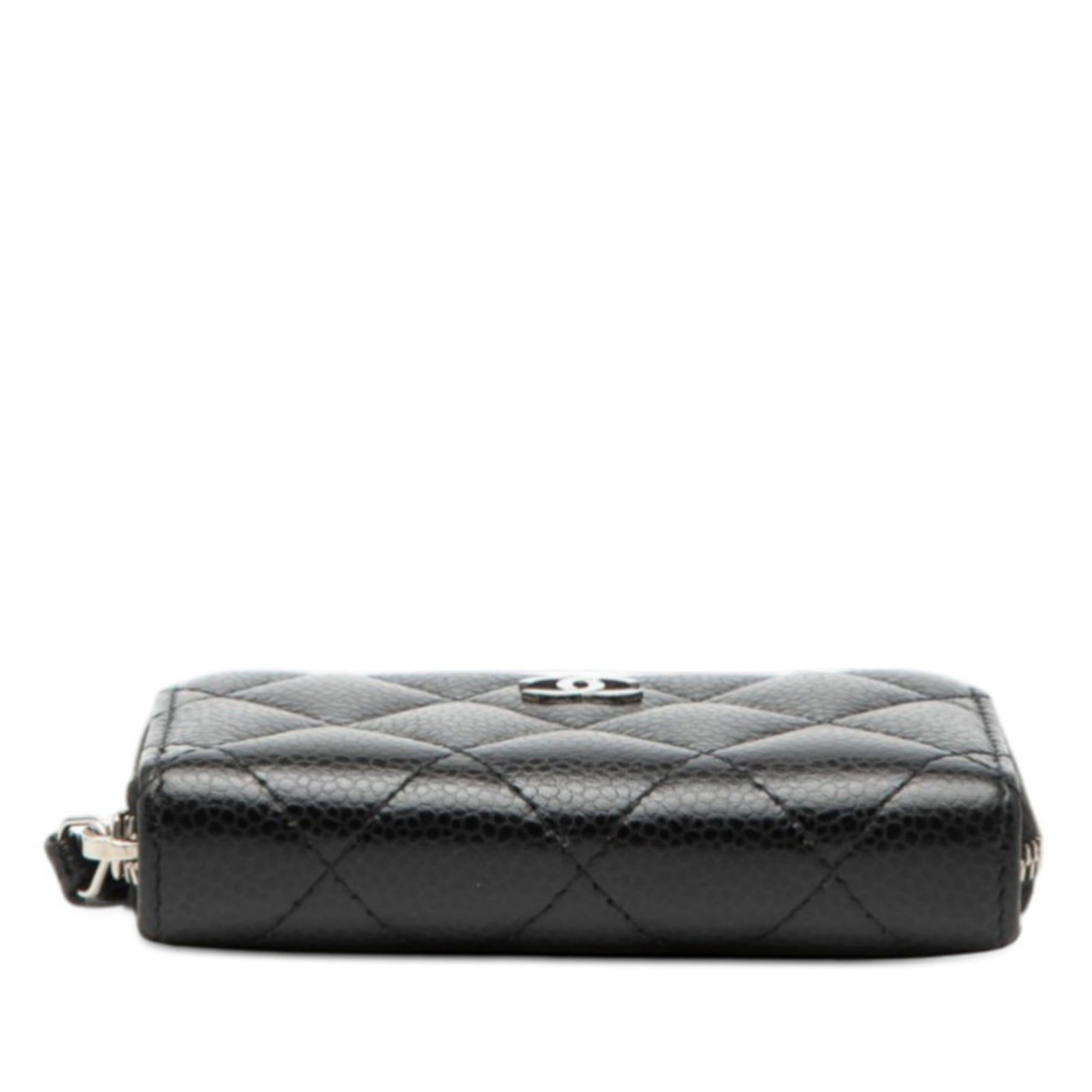 Chanel Chanel Coco Mark Matelassé Classic Zip Coin Purse Wallet/Coin Case Black Caviar Leather Women's CHANEL Size ONE SIZE - 3 Thumbnail