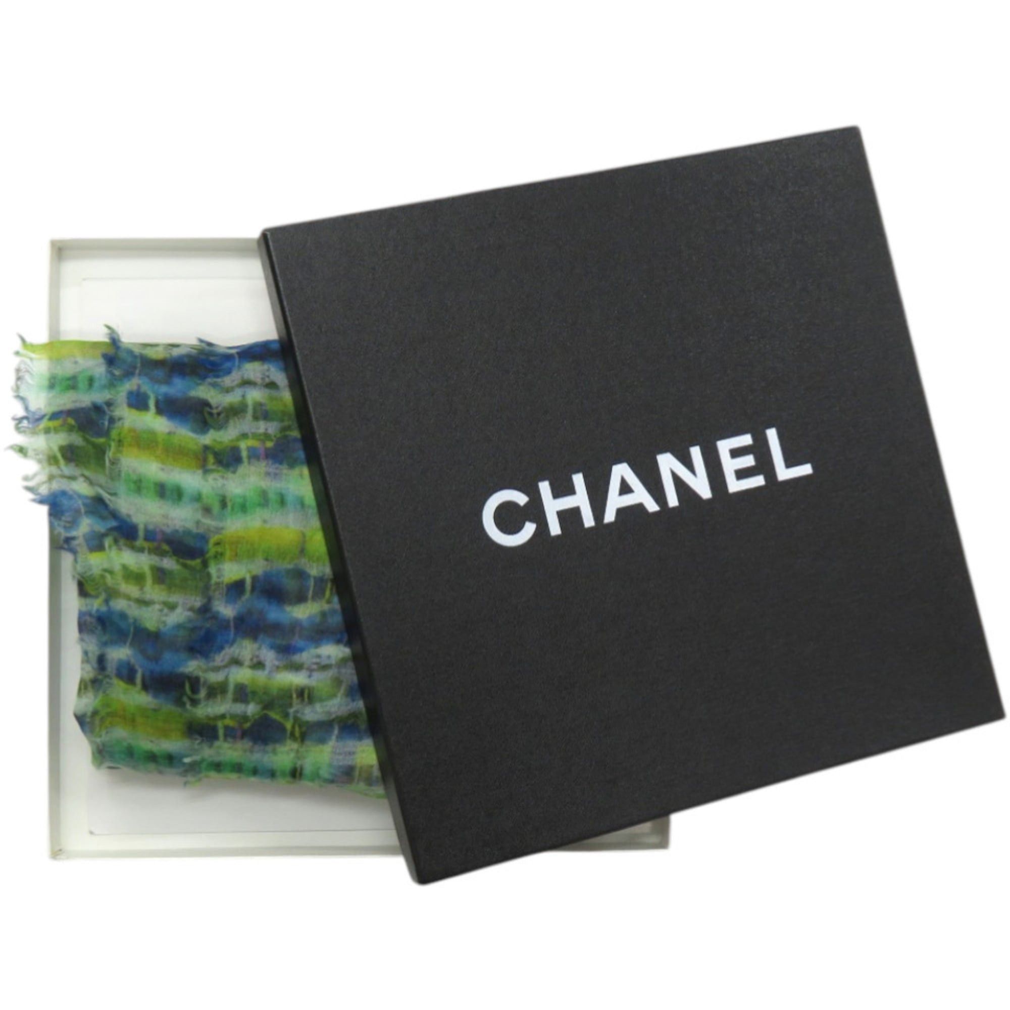 Chanel Excellent condition Chanel Coco Mark large stole, cashmere and silk, green stole 1816CHANEL Size ONE SIZE - 2 Thumbnail