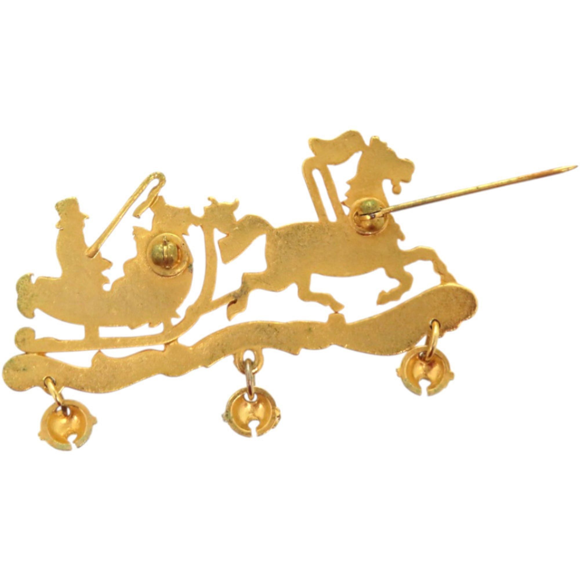 Hermes Excellent condition Hermes Christmas reindeer Santa cloisonné metal gold brooch 0798HERMES Size ONE SIZE - 3 Thumbnail