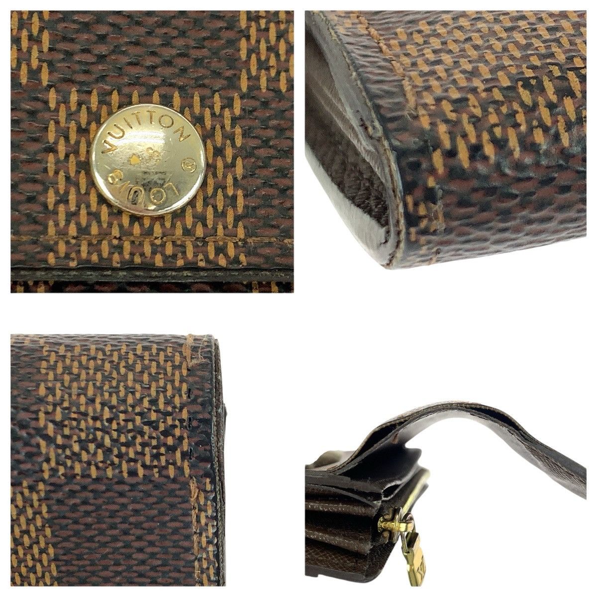 Louis Vuitton Louis Vuitton Louis Vuitton Portefeuille Sarah Damier Ebene Long Wallet Textile Long Wallet N61734 DUTY FREE for USA Size ONE SIZE - 6 Thumbnail