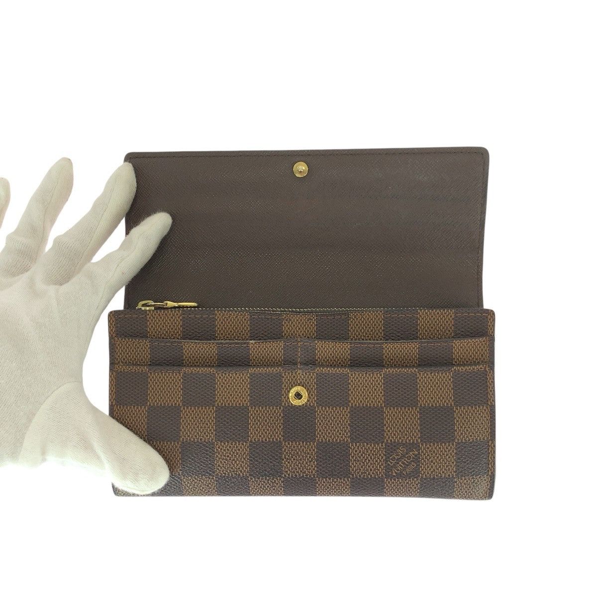 Louis Vuitton Louis Vuitton Louis Vuitton Portefeuille Sarah Damier Ebene Long Wallet Textile Long Wallet N61734 DUTY FREE for USA Size ONE SIZE - 8 Thumbnail