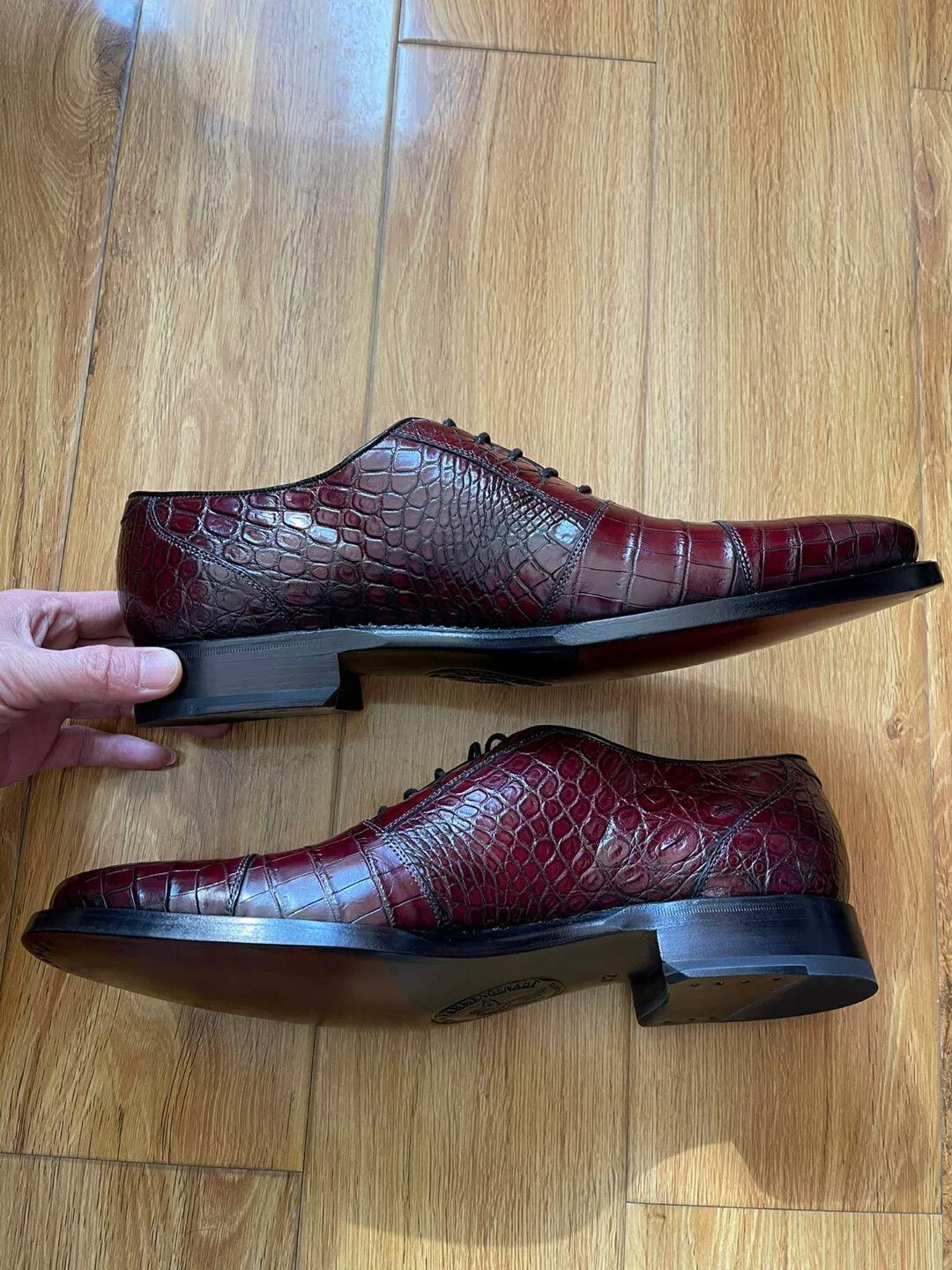Other Custom Men's Wine Red Crocodile Shoes Size US 9 / EU 42 - 4 Thumbnail