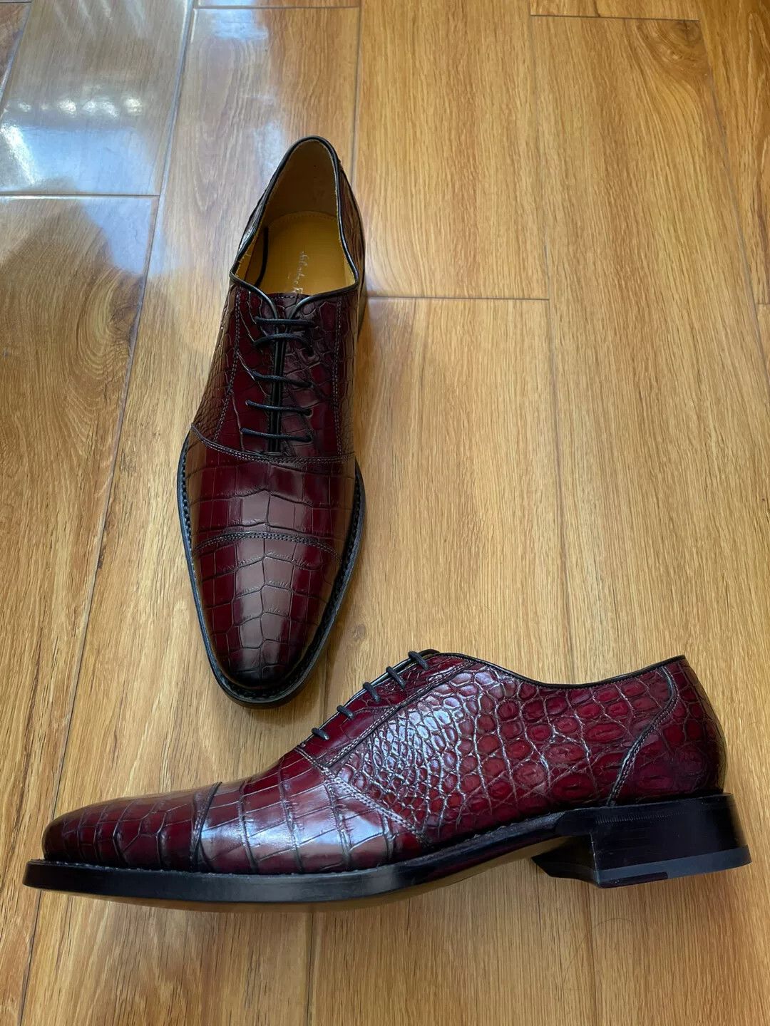 Other Custom Men's Wine Red Crocodile Shoes Size US 9 / EU 42 - 2 Thumbnail