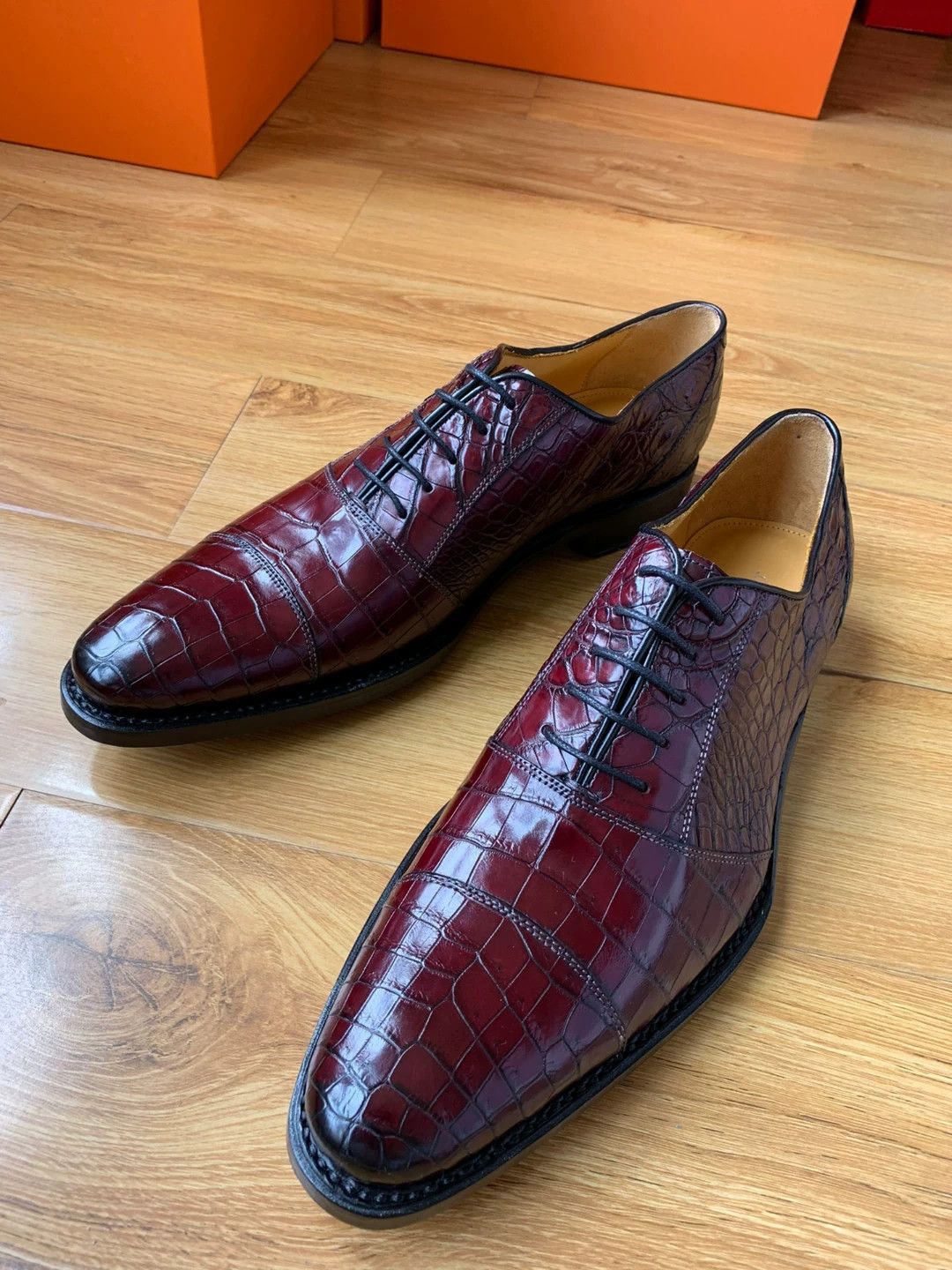 Other Custom Men's Wine Red Crocodile Shoes Size US 9 / EU 42 - 7 Thumbnail