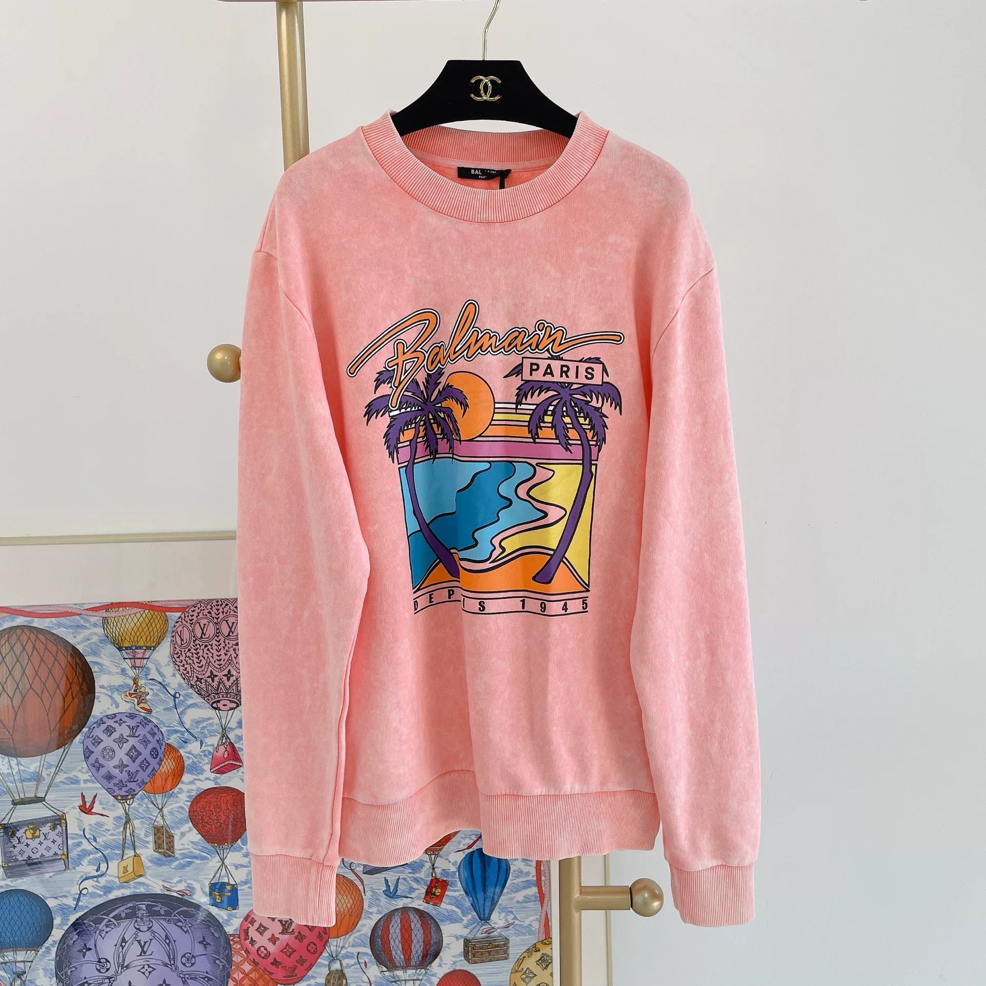 Balmain Balmain Pink Vintage Crewneck Sweatshirt Size XS / US 0-2 / IT 36-38 - 2 Thumbnail