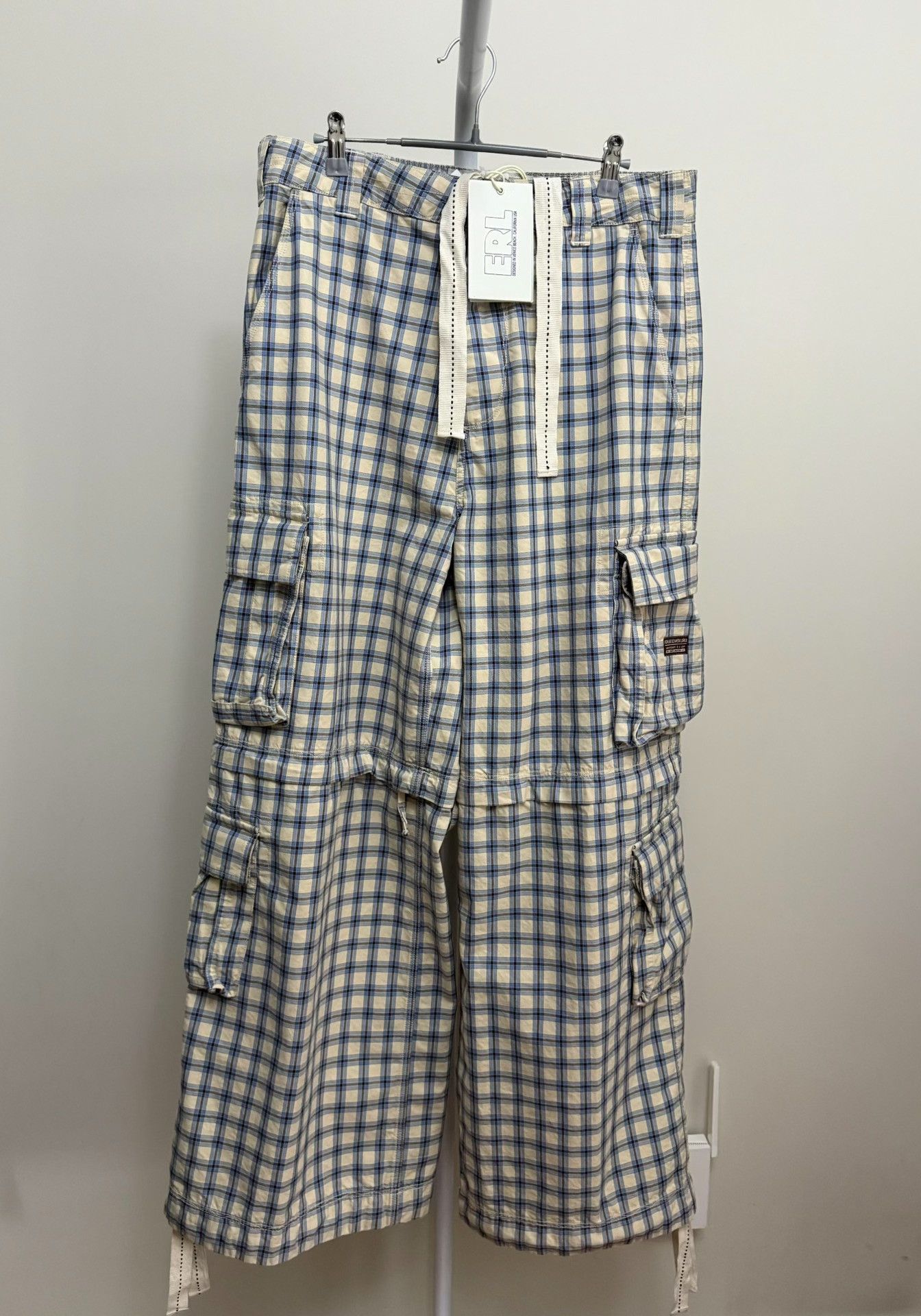 ERL ERL 25FW Blue White Check Cargo Pants Size US 31 - 6 Thumbnail
