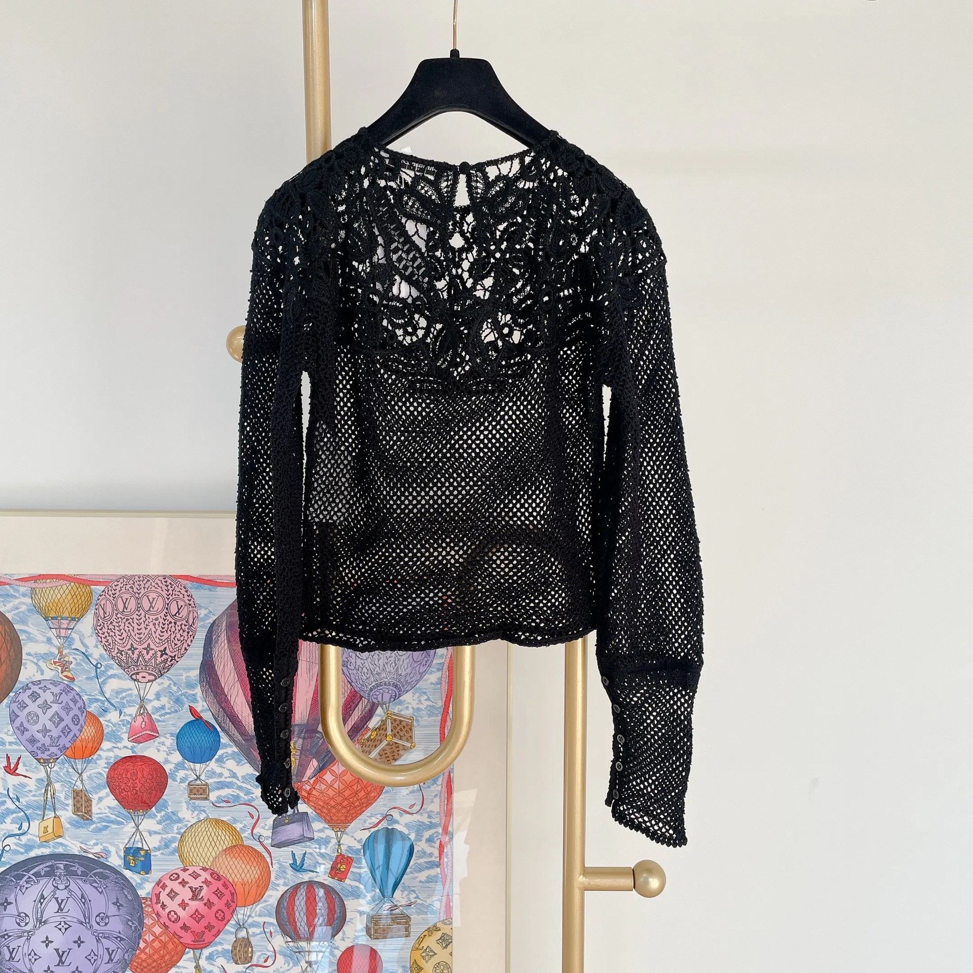 Dior Christian Dior Black Openwork Knit Top Size S / US 4 / IT 40 - 2 Thumbnail