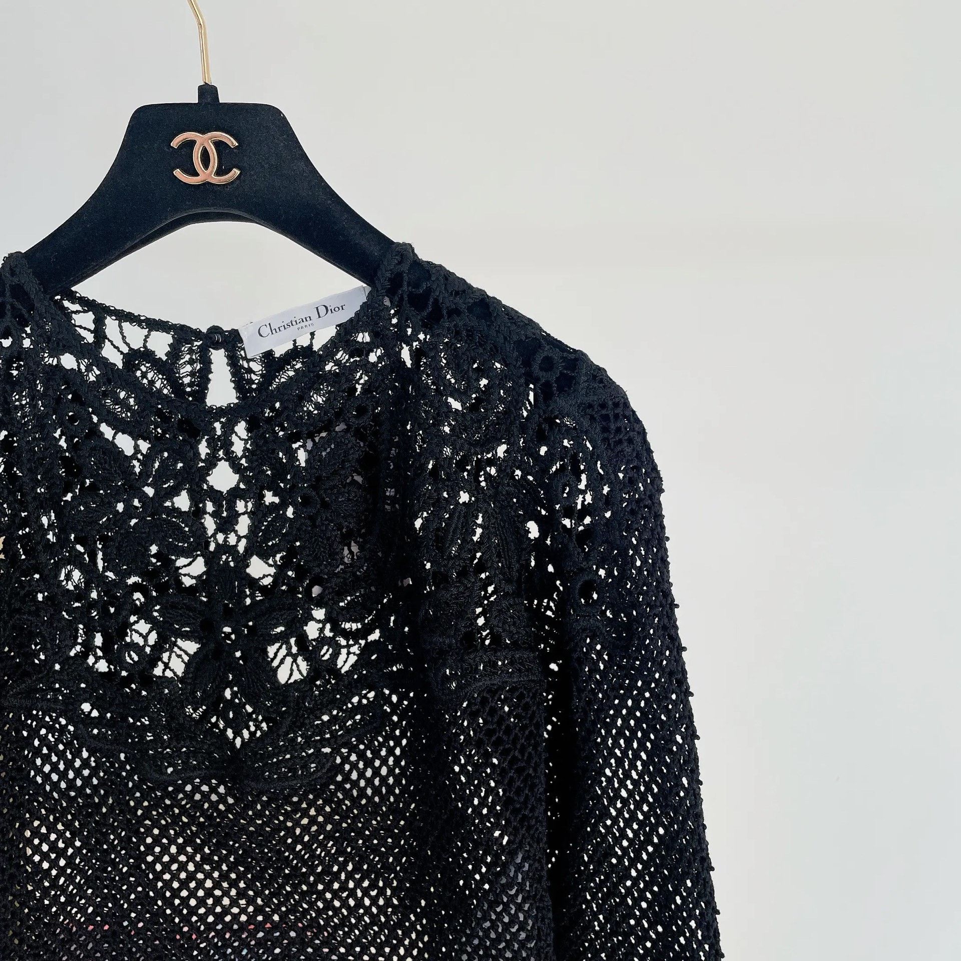 Dior Christian Dior Black Openwork Knit Top Size S / US 4 / IT 40 - 3 Thumbnail