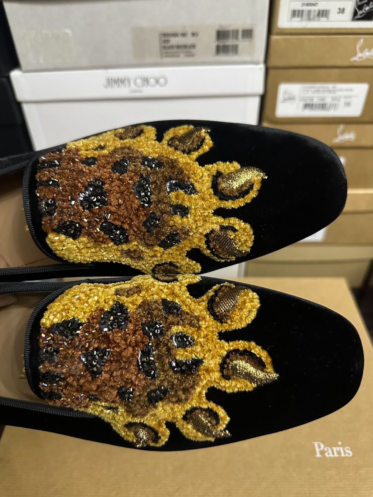 Christian Louboutin Christian Louboutin Men's Black Embroidered Loafers Size US 7.5 / EU 40-41 - 3 Thumbnail