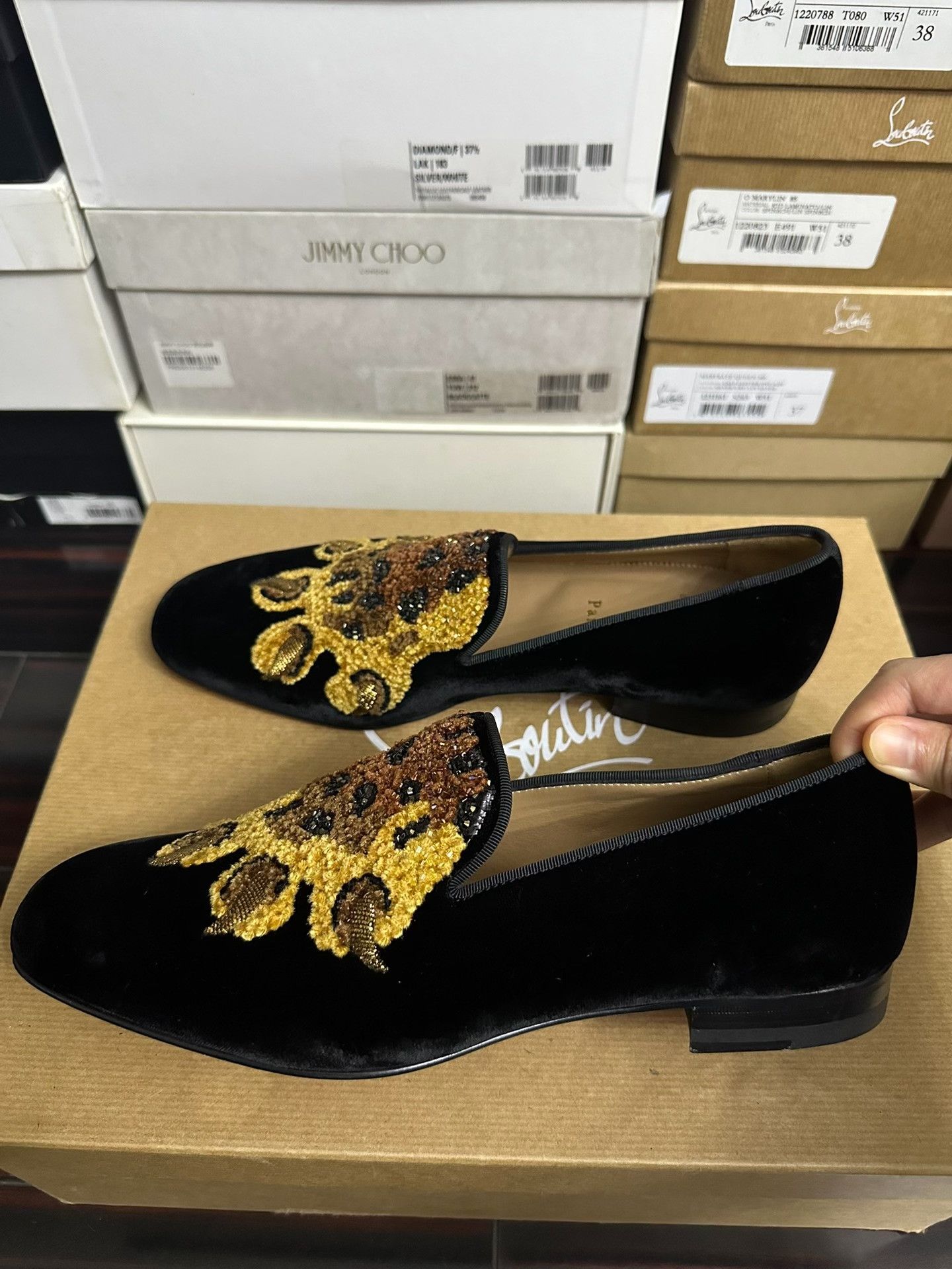 Christian Louboutin Christian Louboutin Men's Black Embroidered Loafers Size US 7.5 / EU 40-41 - 6 Thumbnail