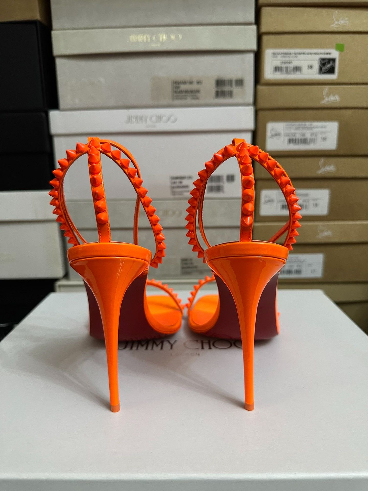 Christian Louboutin Christian Louboutin Orange High-Heel Sandals Size US 8 / IT 38 - 4 Thumbnail