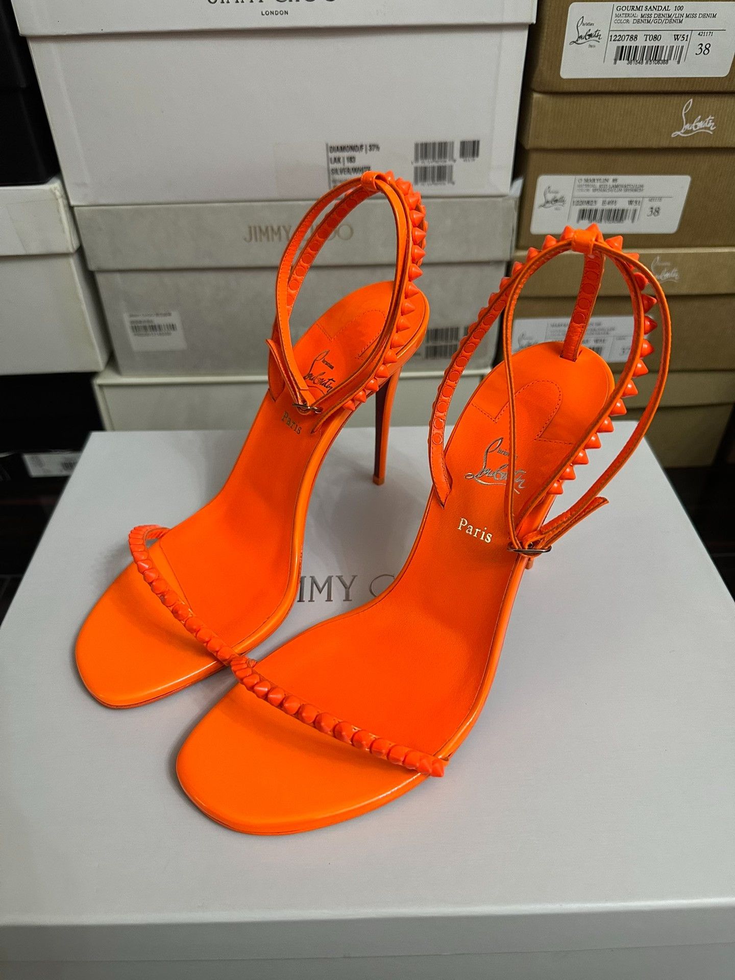 Christian Louboutin Christian Louboutin Orange High-Heel Sandals Size US 8 / IT 38 - 2 Thumbnail
