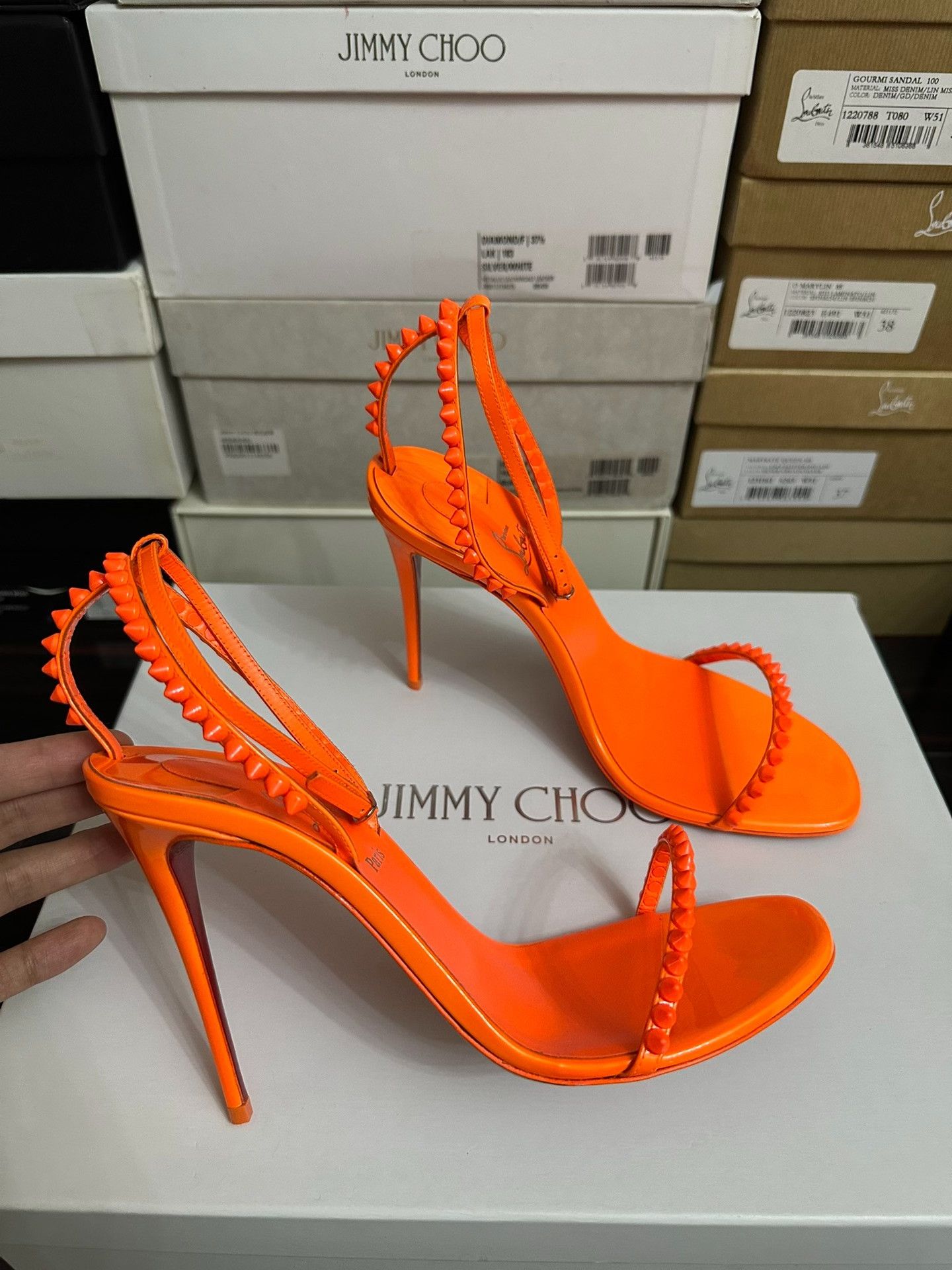 Christian Louboutin Christian Louboutin Orange High-Heel Sandals Size US 8 / IT 38 - 6 Thumbnail