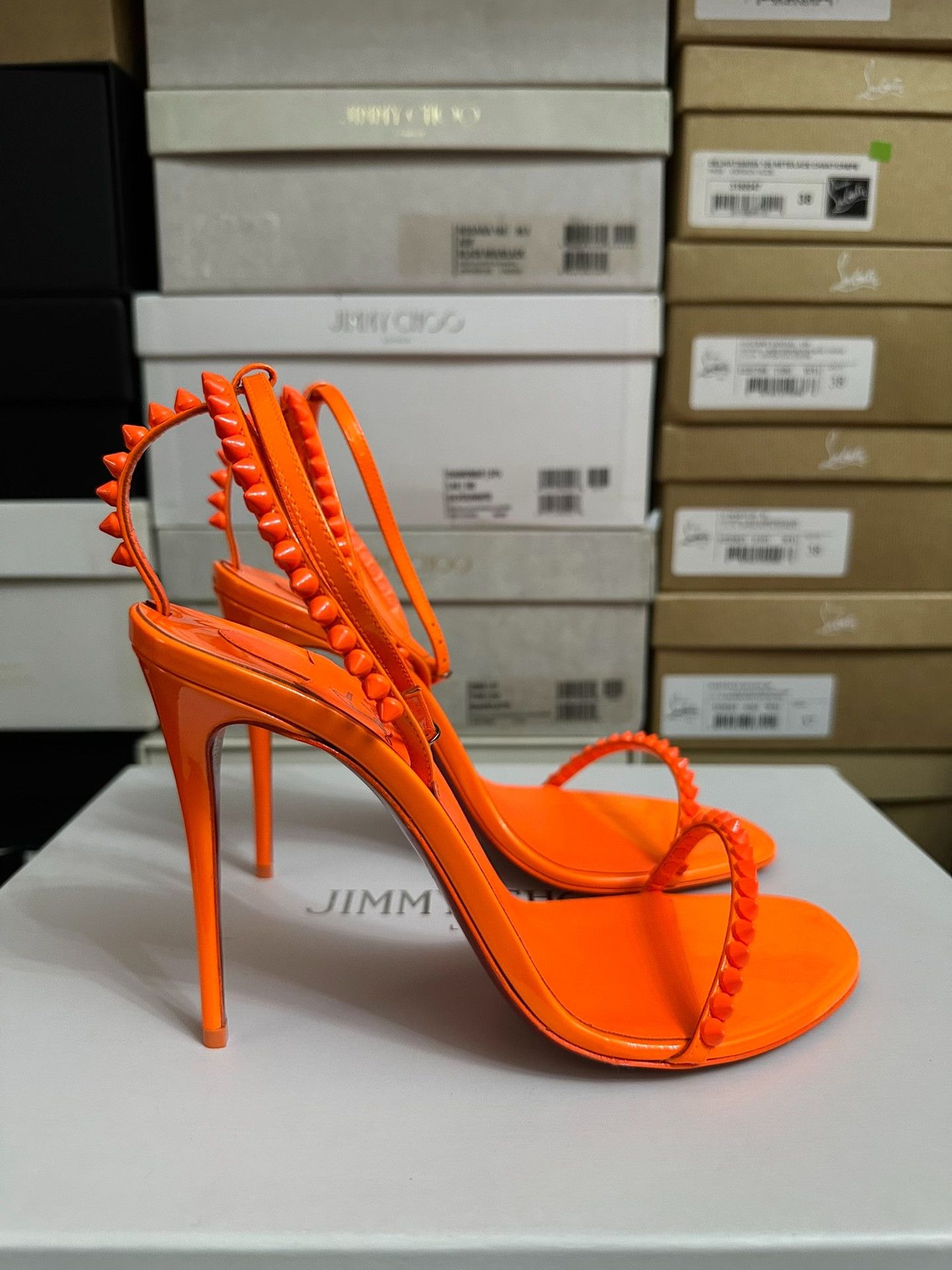 Christian Louboutin Christian Louboutin Orange High-Heel Sandals Size US 8 / IT 38 - 5 Thumbnail