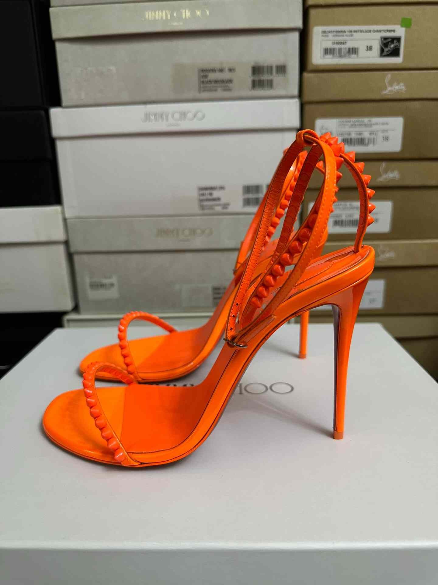 Christian Louboutin Christian Louboutin Orange High-Heel Sandals Size US 8 / IT 38 - 3 Thumbnail