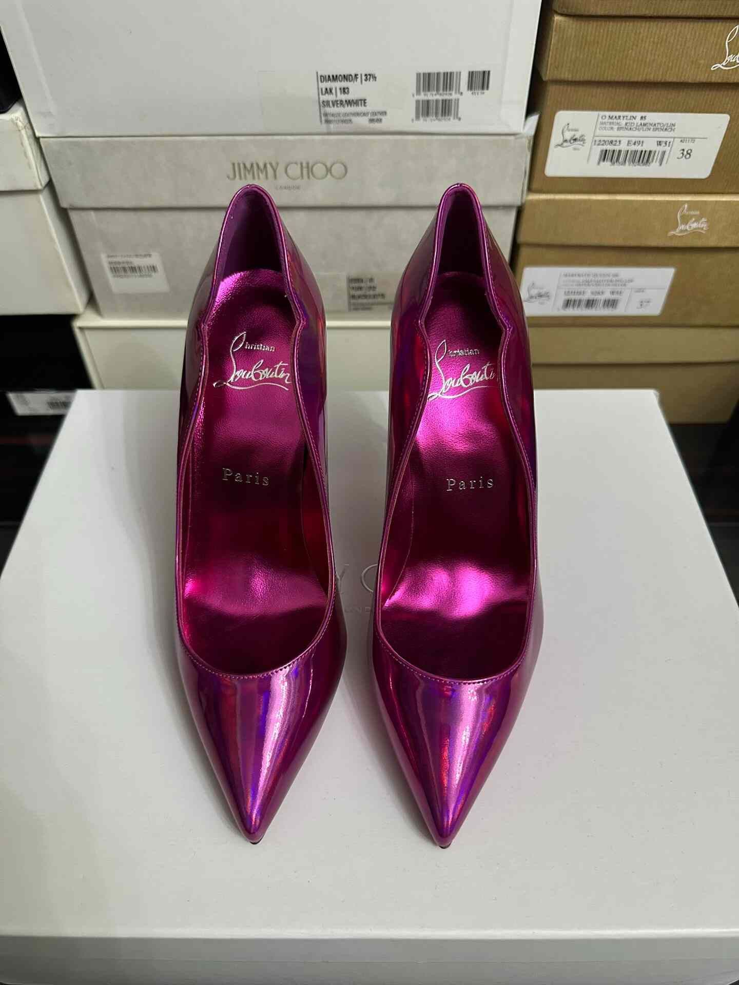 Christian Louboutin Christian Louboutin Electric Pink Red Sole Heels Size US 5 / IT 35 - 2 Thumbnail