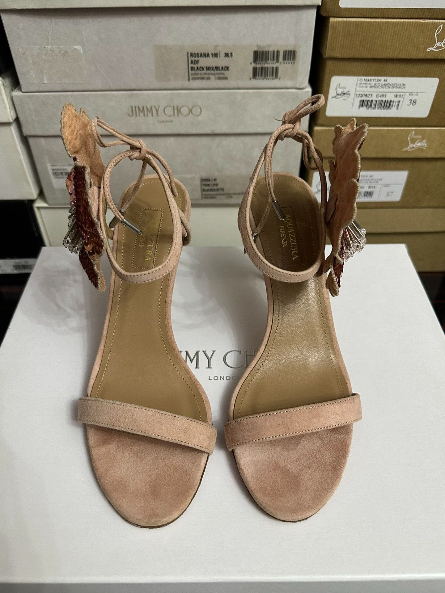 Aquazzura AQUAZZURA Pink Ankle Strap Sandals Size US 8 / IT 38 - 2 Thumbnail