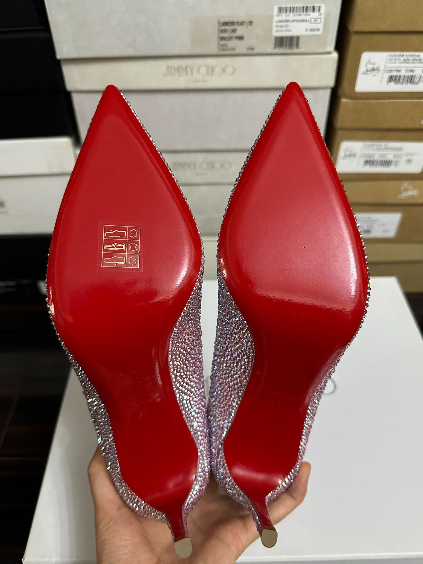 Christian Louboutin Christian Louboutin Red Sole Crystal Heels Size US 6 / IT 36 - 7 Thumbnail