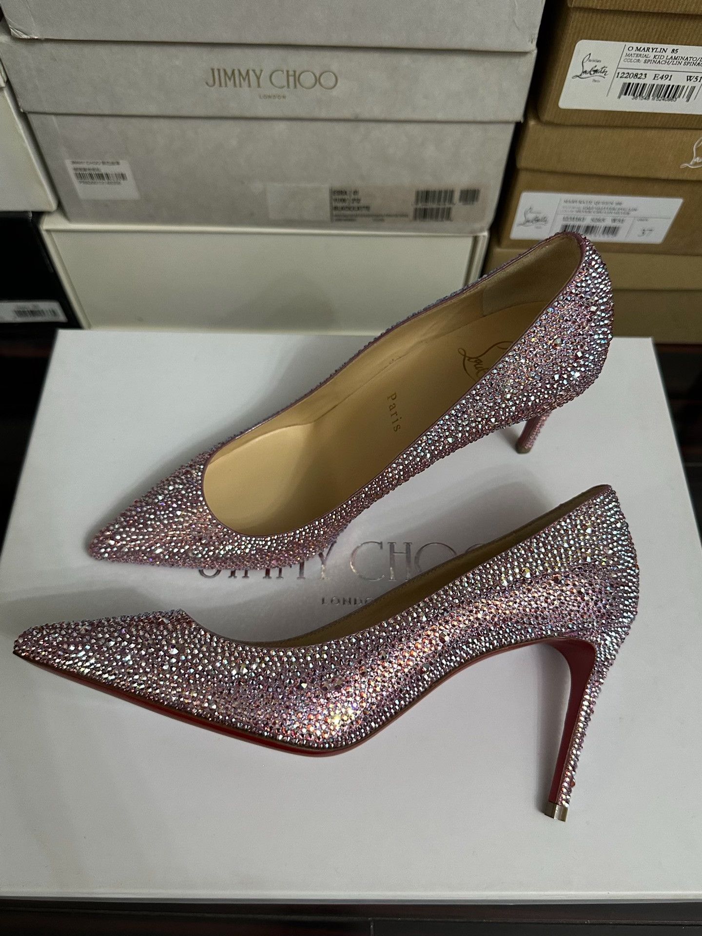 Christian Louboutin Christian Louboutin Red Sole Crystal Heels Size US 6 / IT 36 - 4 Thumbnail