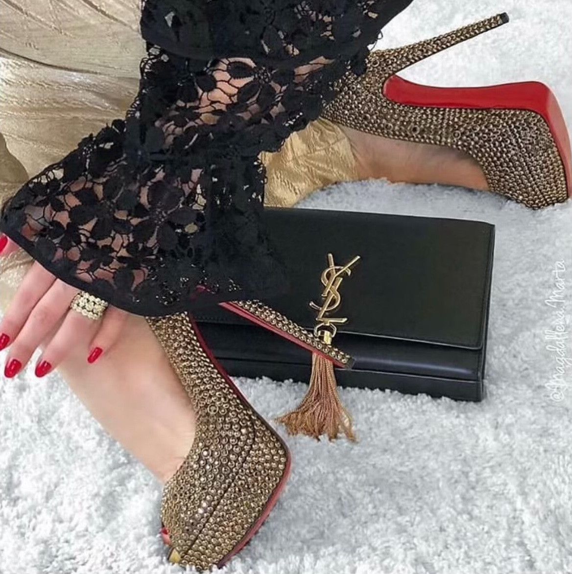 Christian Louboutin Christian Louboutin Gold Crystal Heels Size US 4 / IT 34 - 9 Thumbnail