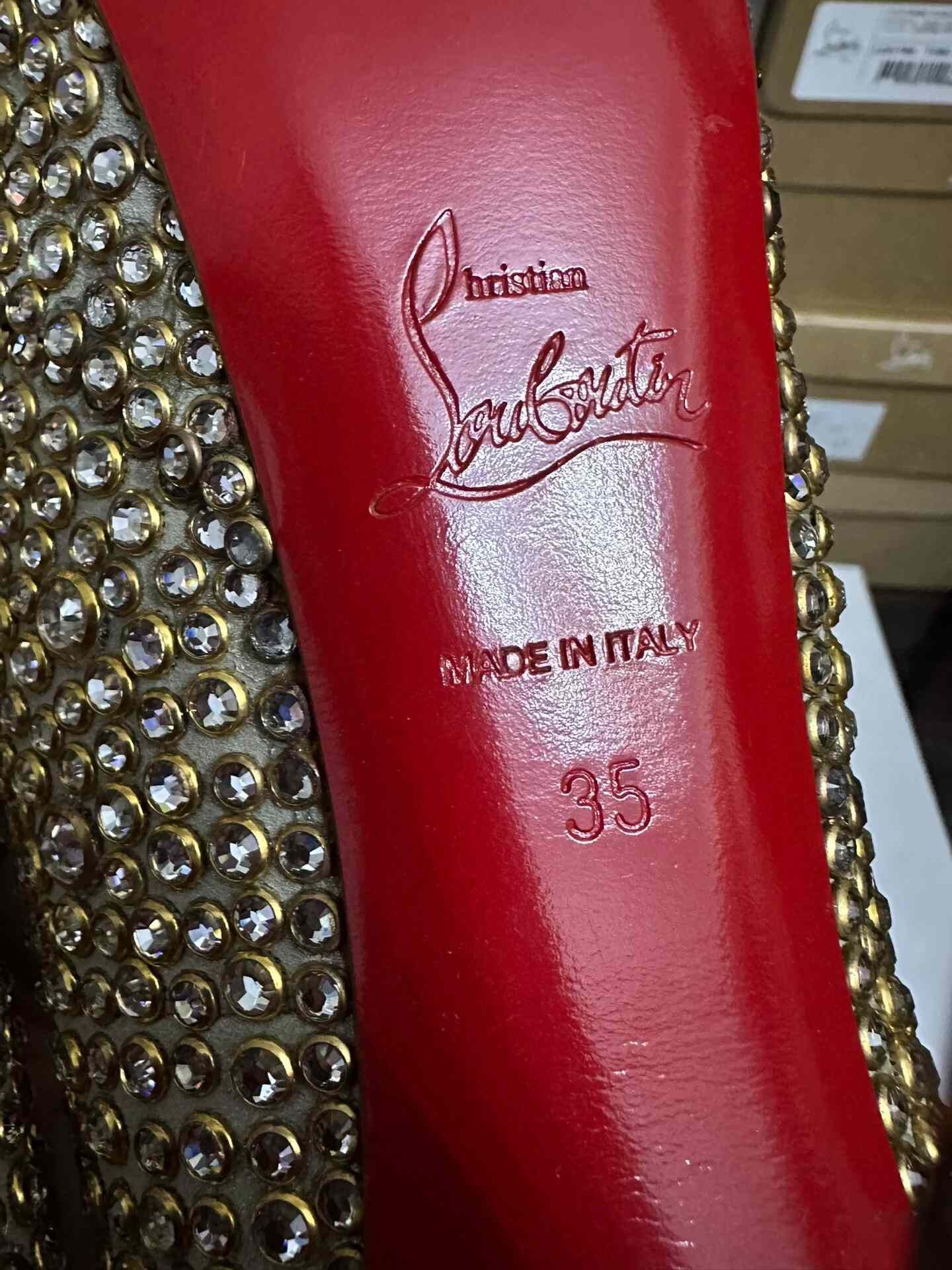 Christian Louboutin Christian Louboutin Gold Crystal Heels Size US 4 / IT 34 - 7 Thumbnail