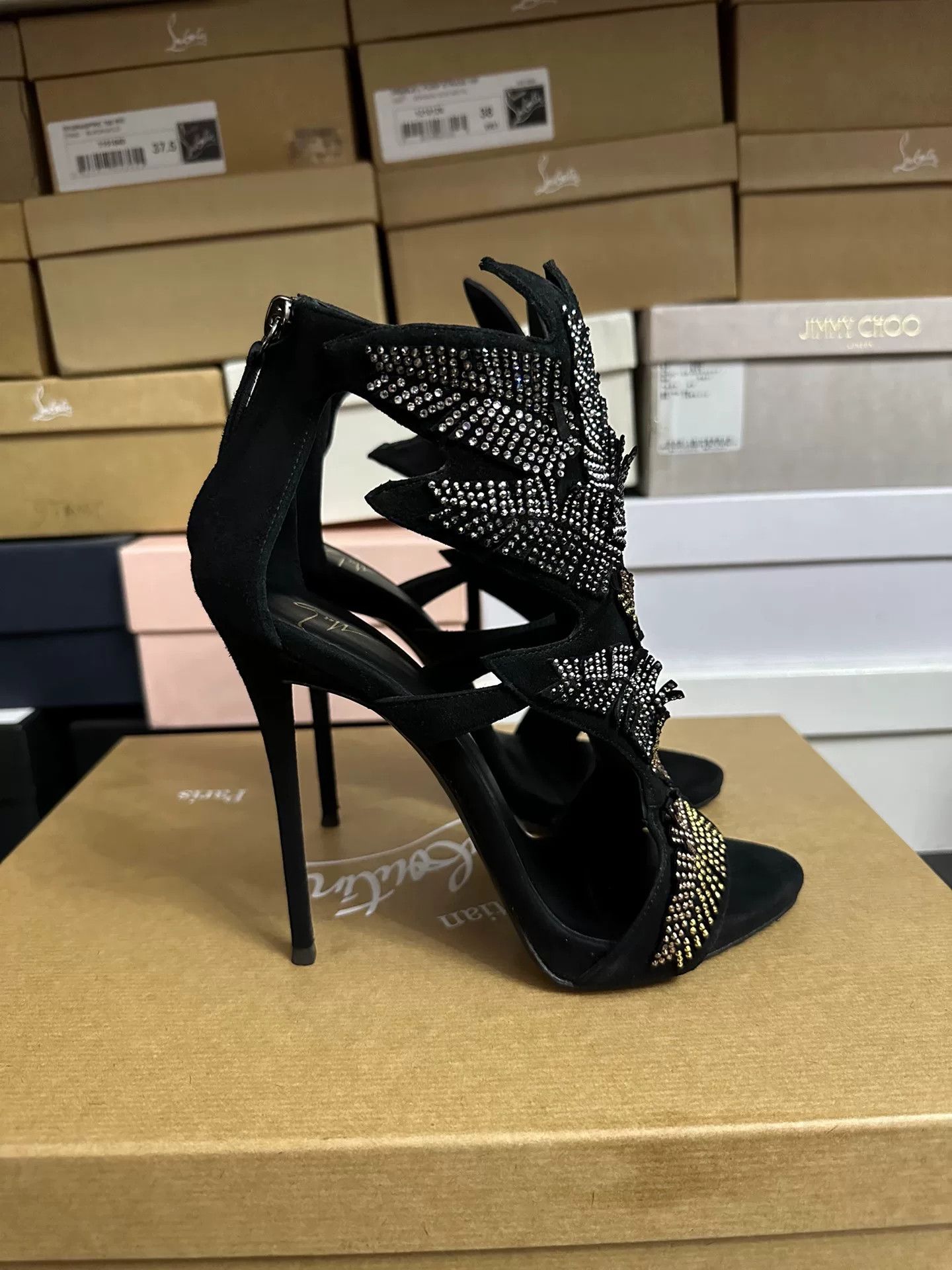 Giuseppe Zanotti Giuseppe Zanotti Crystal Leaf Heels Size US 7 / IT 37 - 5 Thumbnail