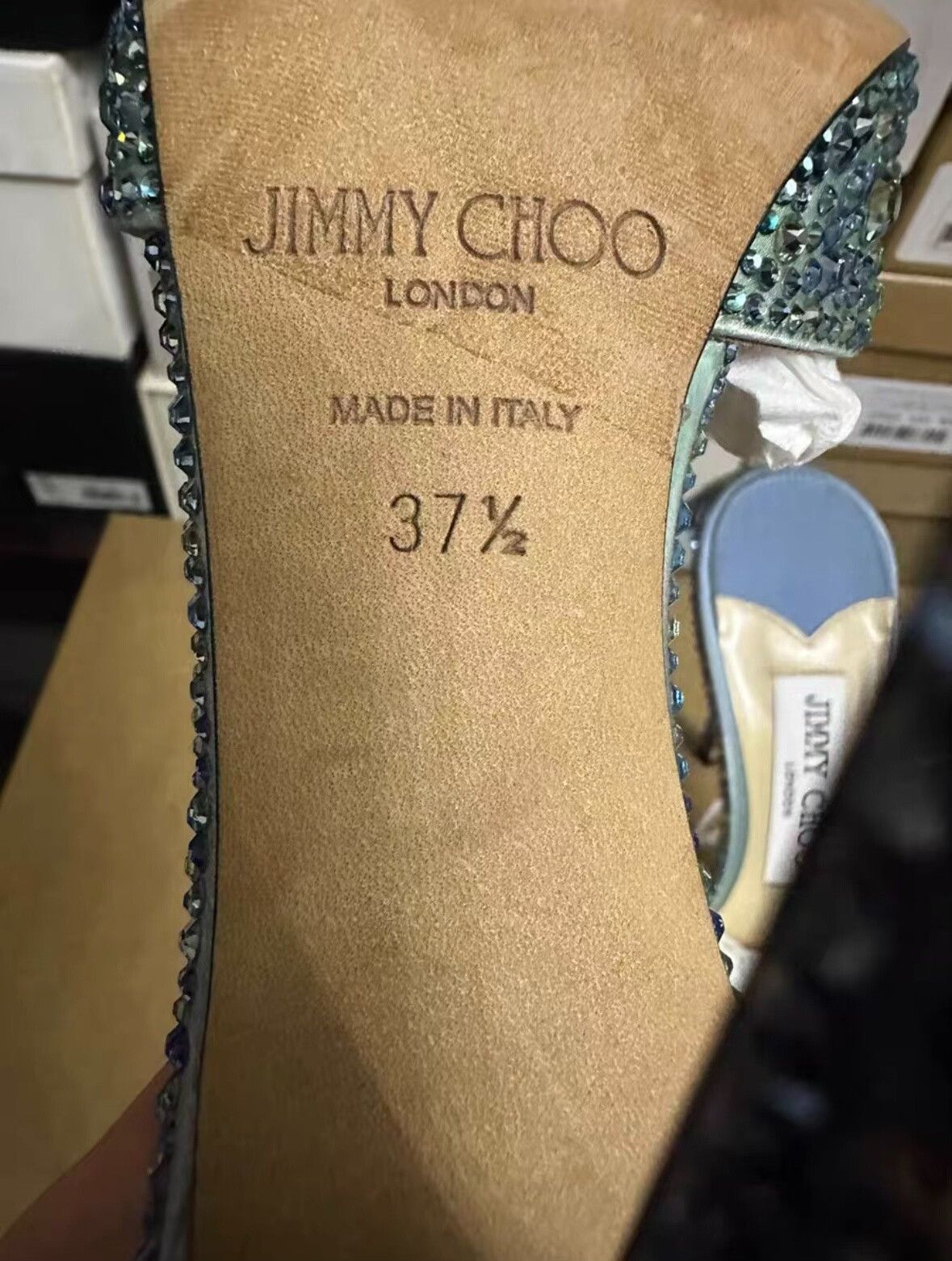 Jimmy Choo Jimmy Choo Blue Crystal Rhinestone Heels Size US 6.5 / IT 36.5 - 6 Thumbnail