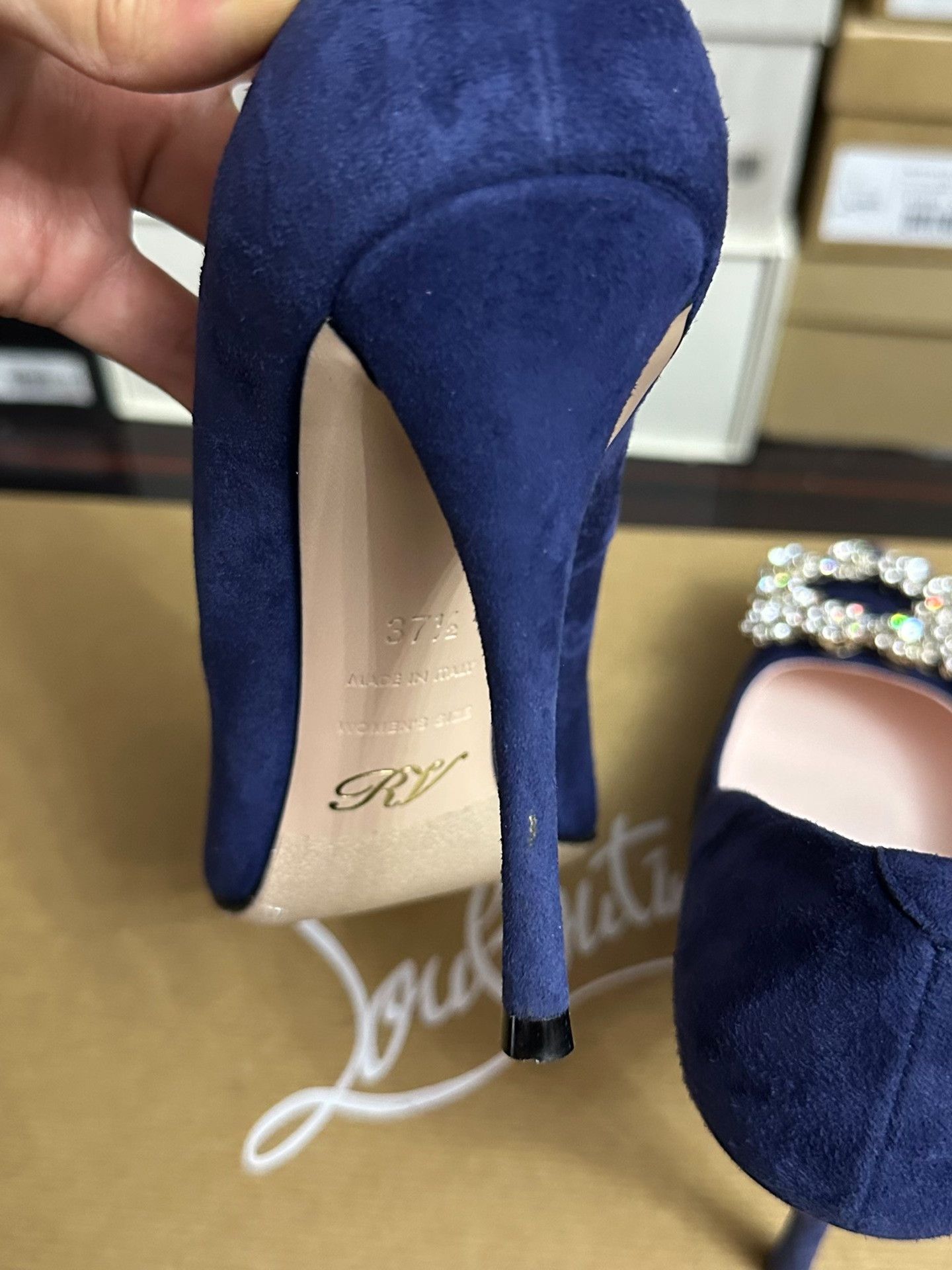 Roger Vivier Roger Vivier Blue Diamond Buckle Heels Size US 6.5 / IT 36.5 - 6 Thumbnail