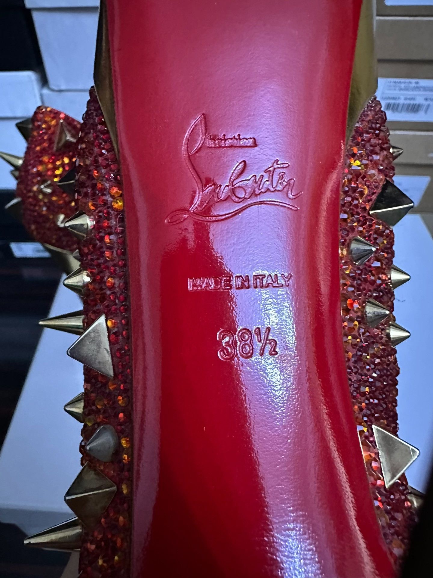 Christian Louboutin Christian Louboutin Red Crystal Heels Size US 7.5 / IT 37.5 - 6 Thumbnail