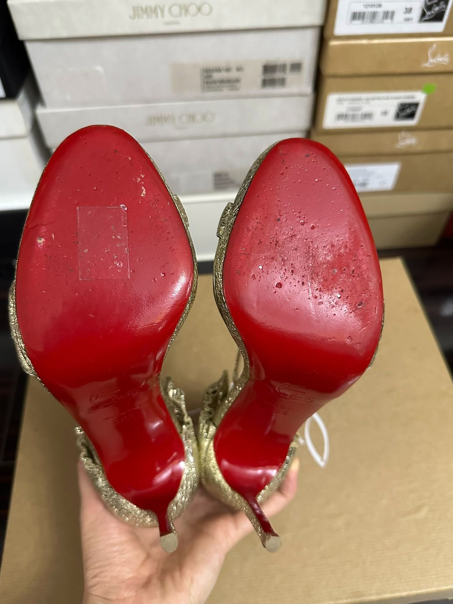 Christian Louboutin Christian Louboutin Gold High Heels Size US 5.5 / IT 35.5 - 7 Thumbnail