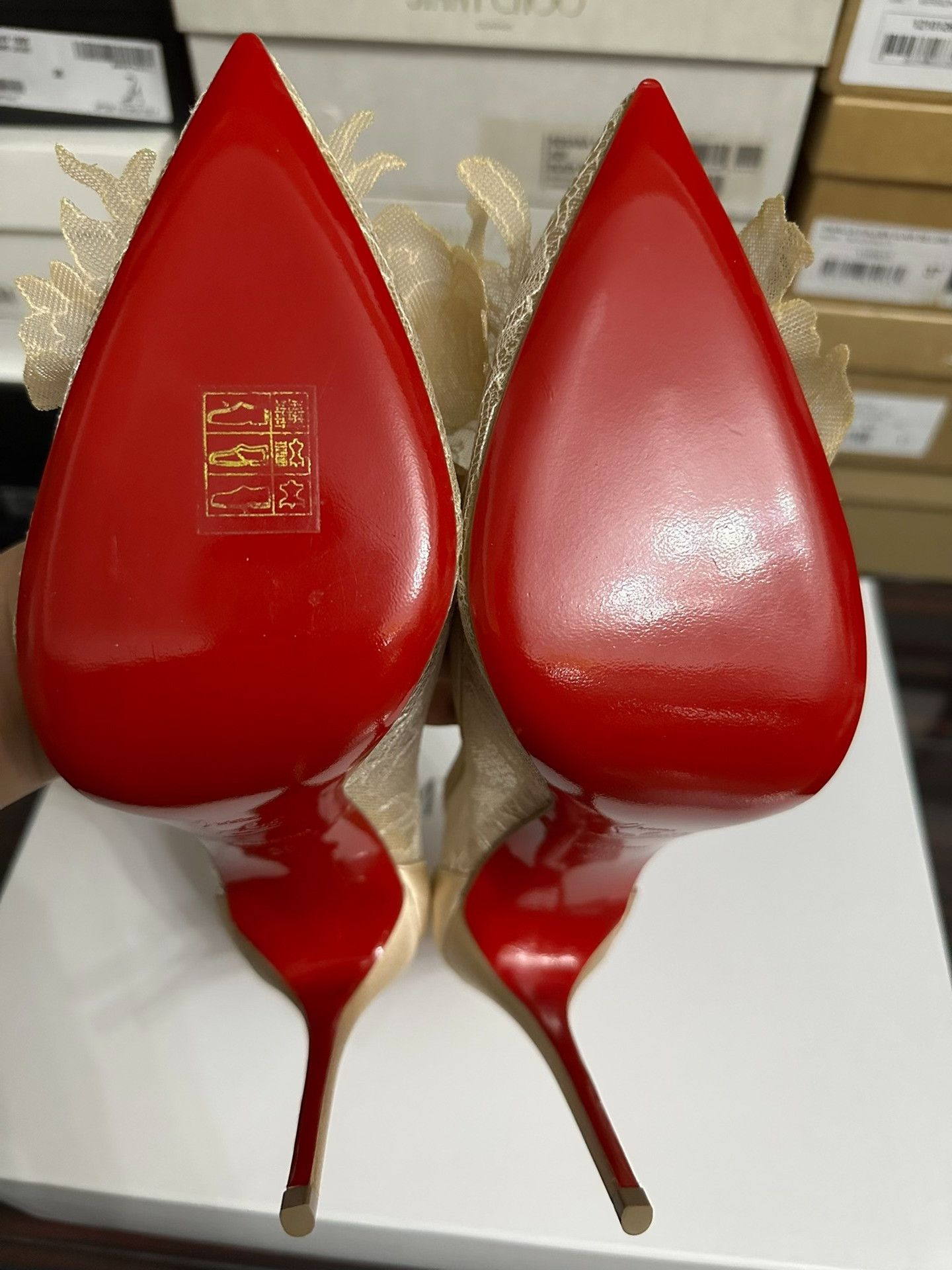 Christian Louboutin Christian Louboutin Lace Flower Heels Size US 7 / IT 37 - 8 Thumbnail