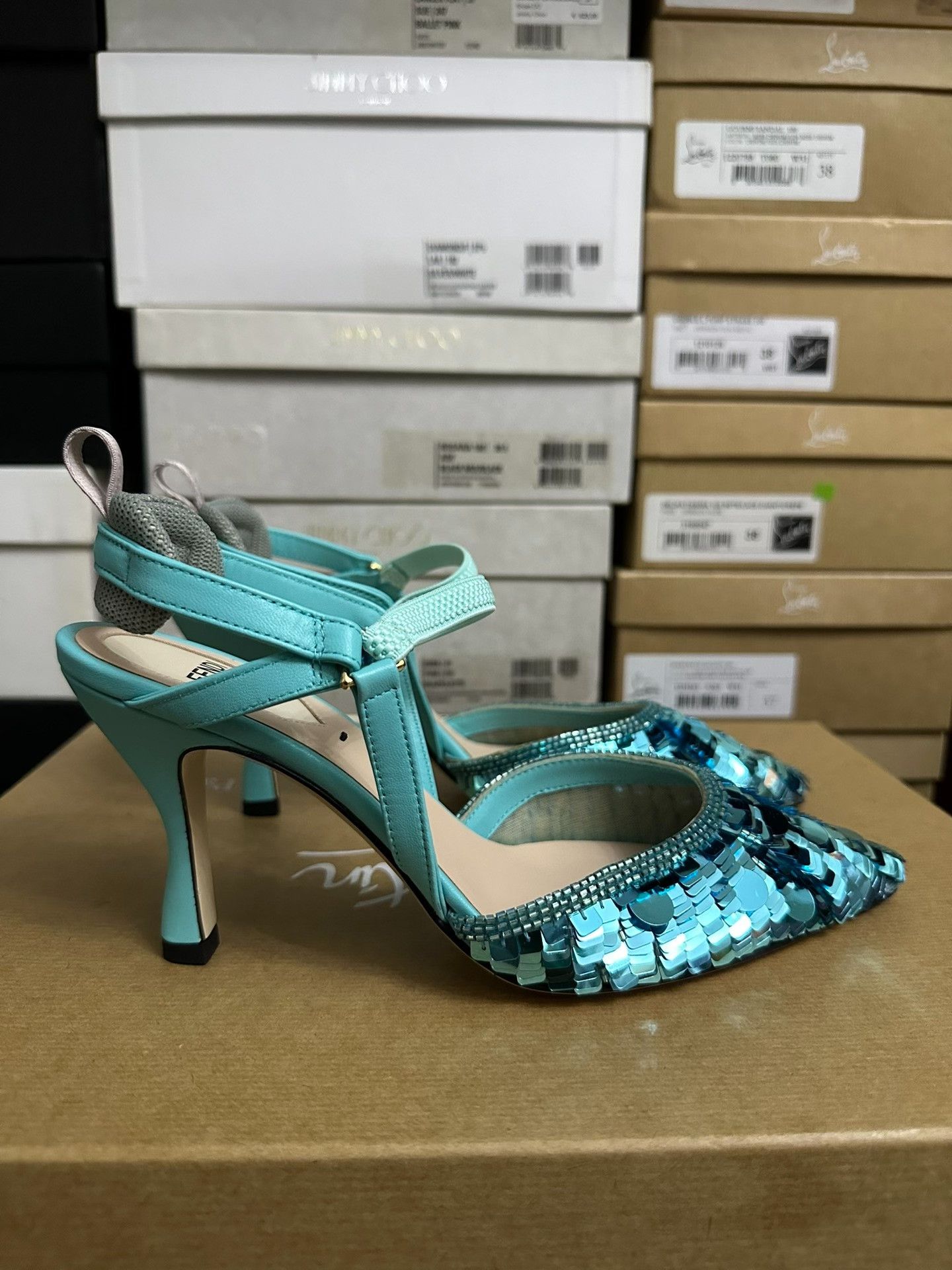 Fendi Fendi Blue Sequin High Heels Size US 5 / IT 35 - 5 Thumbnail