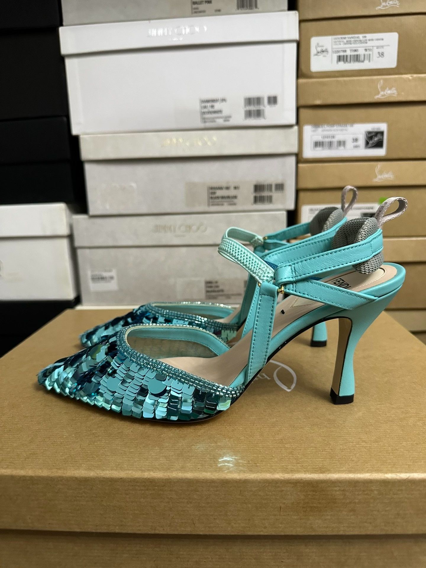 Fendi Fendi Blue Sequin High Heels Size US 5 / IT 35 - 2 Thumbnail