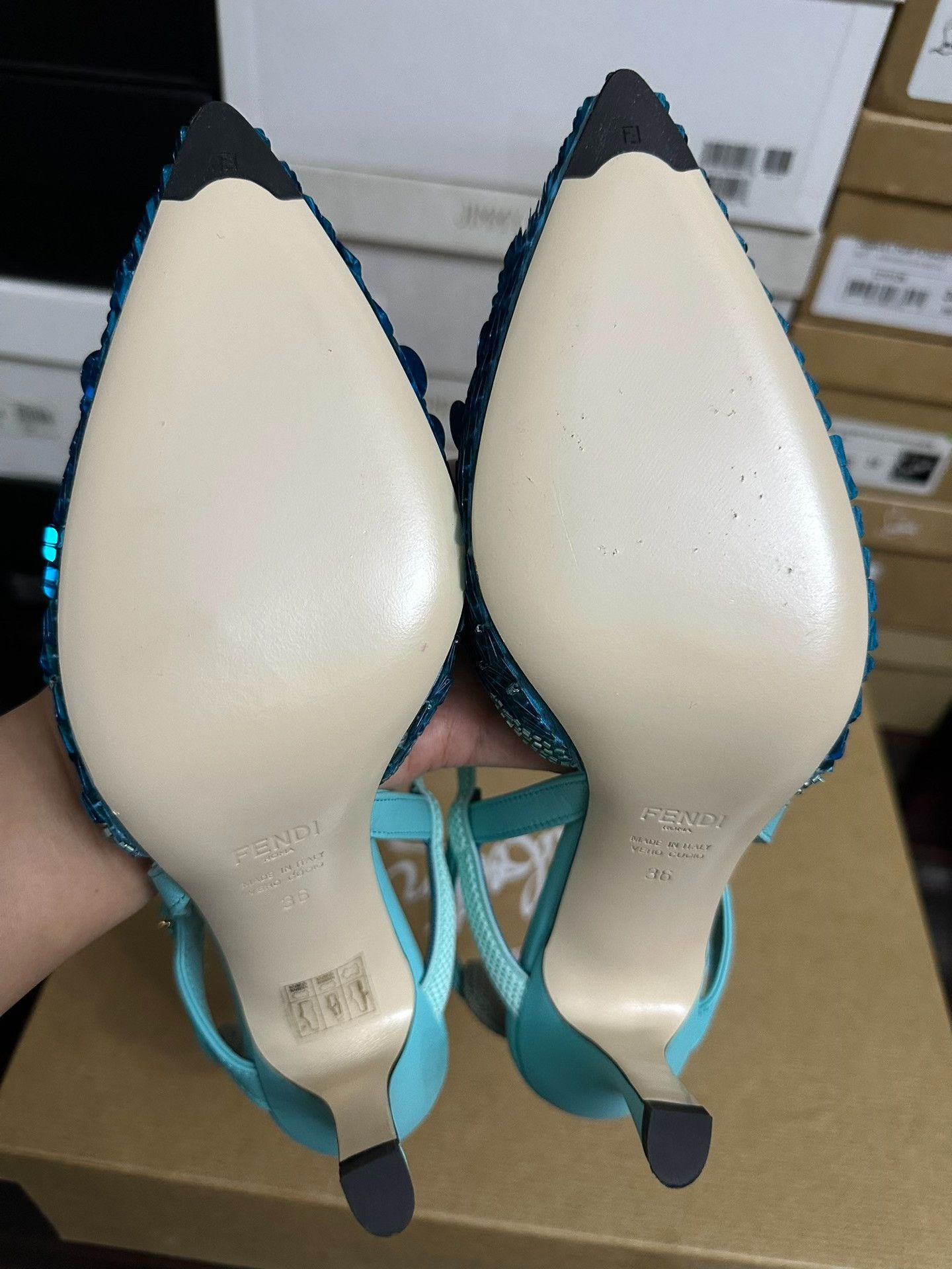 Fendi Fendi Blue Sequin High Heels Size US 5 / IT 35 - 7 Thumbnail