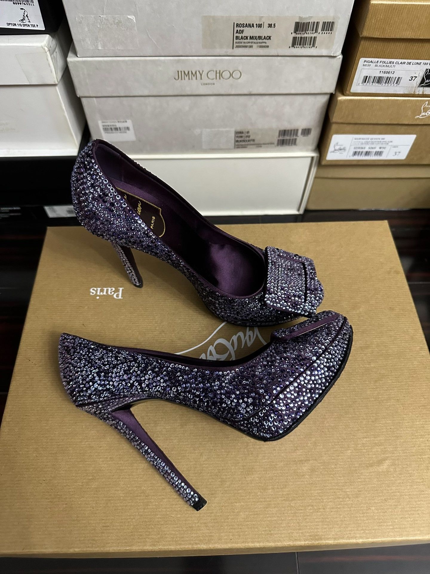 Roger Vivier Roger Vivier Purple Crystal Shoes Size US 4 / IT 34 - 2 Thumbnail